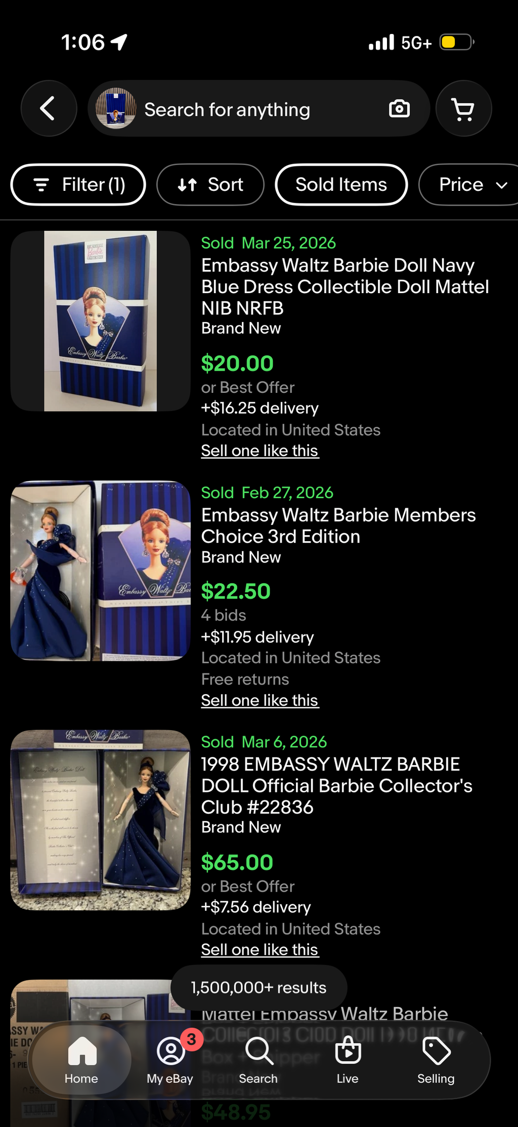 1998 Collector's Club EMBASSY WALTZ Barbie Dol