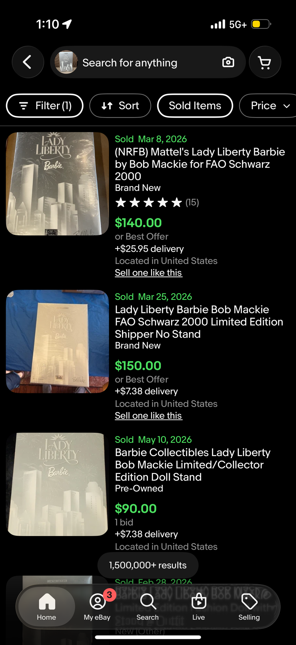Barbie Bob Mackie Lady Liberty Limited Edition FAO Schwarz Exclusive 2000 Mattel