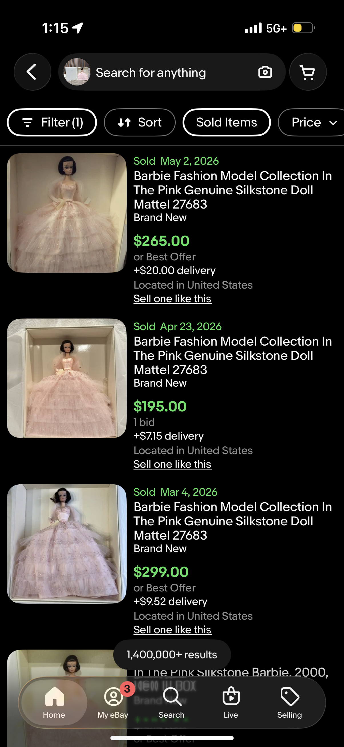 Barbie Fashion Model Collection In The Pink Genuine Silkstone Doll Mattel 27683