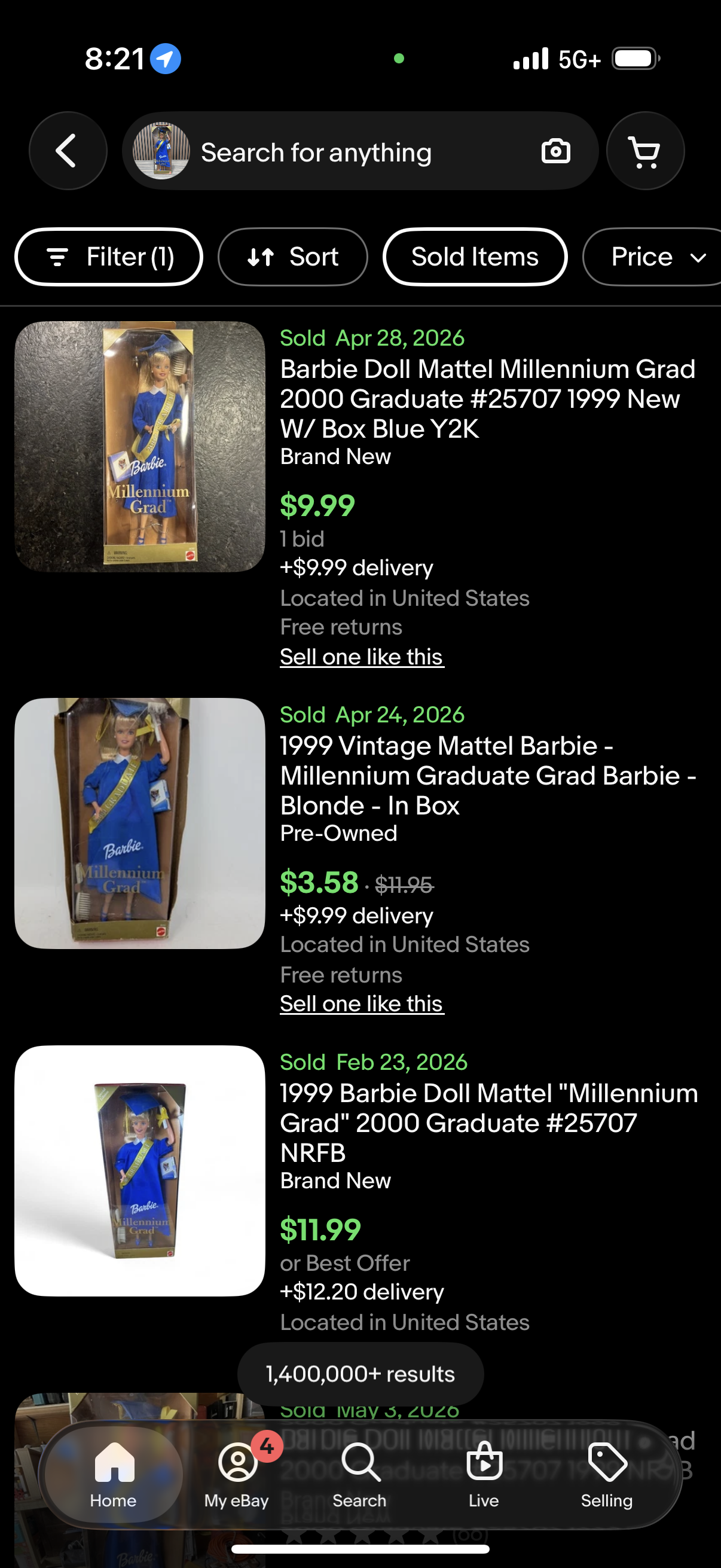 1999 MATTEL MILLENNIUM GRAD 2000 GRADUATE BARBIE ROYAL BLUE GOWN #25707