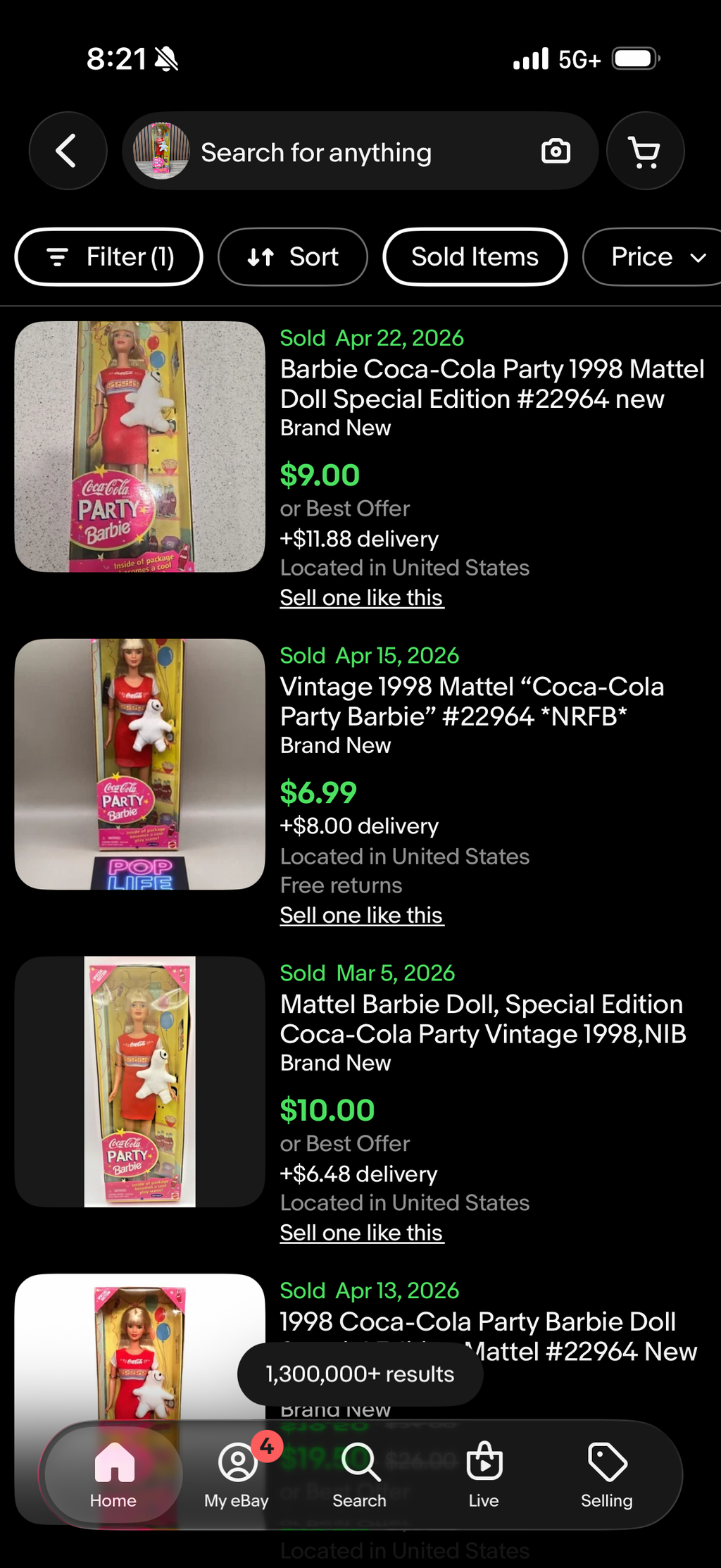 Vtg 1998 Mattel Coca-Cola Party Barbie Doll Special Edition #22964