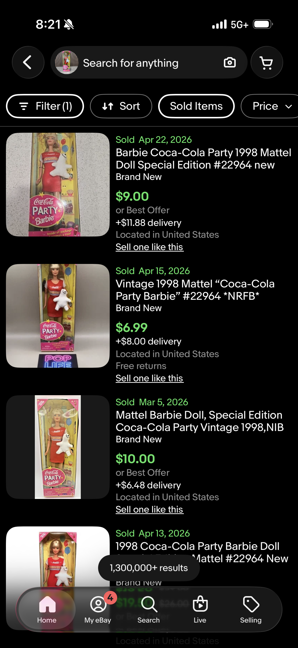 Vtg 1998 Mattel Coca-Cola Party Barbie Doll Special Edition #22964