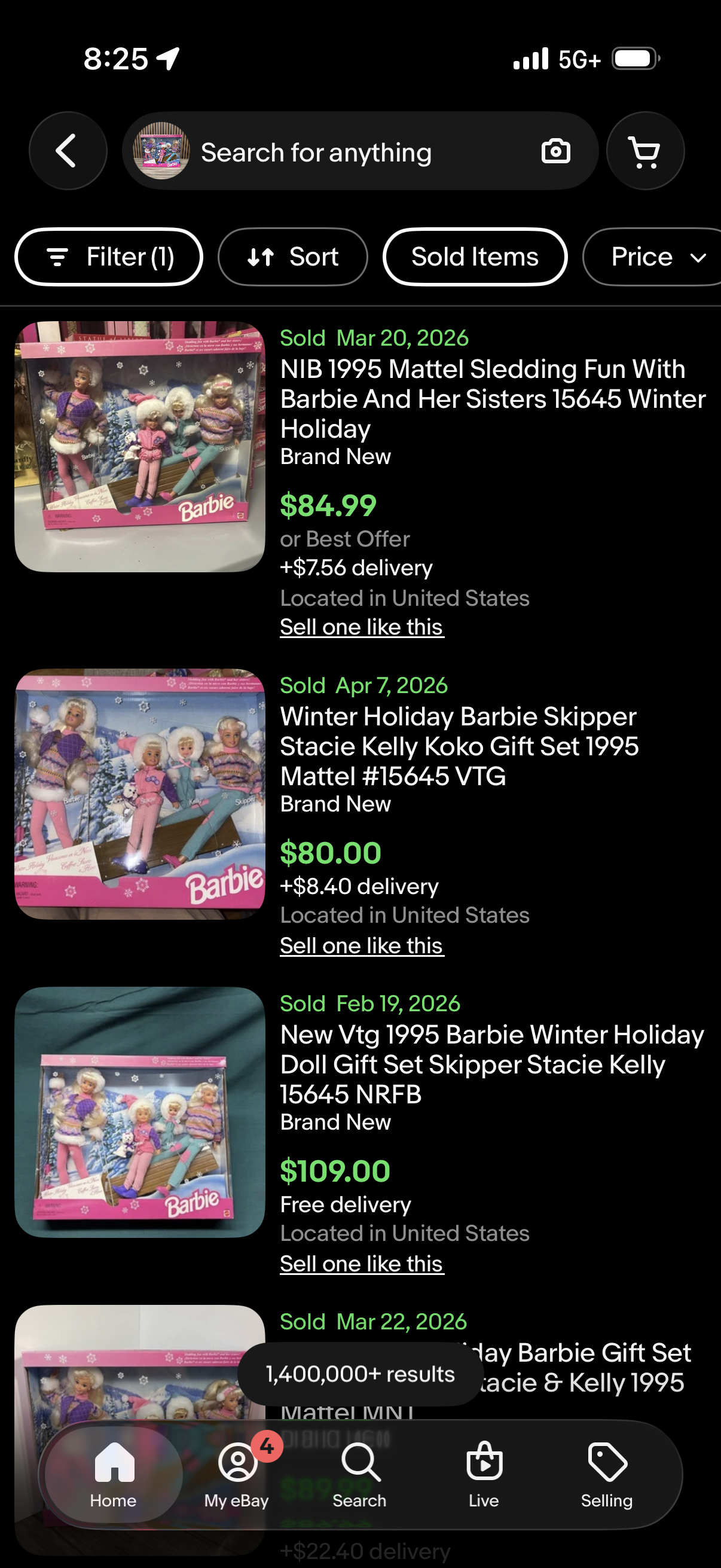 Vintage 1995 NIB Sealed Barbie sledding fun with her sisters -Winter Holiday