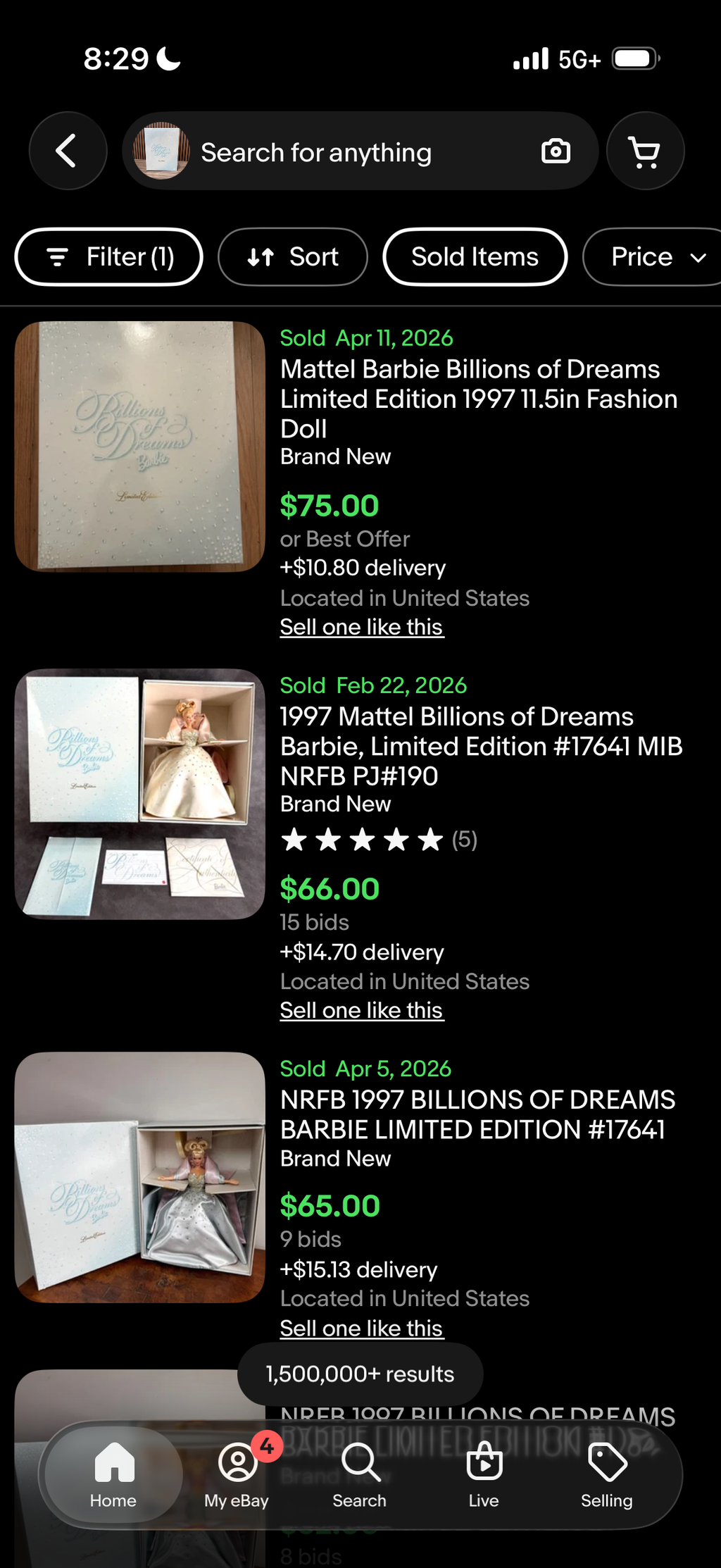 Mattel Barbie Billions of Dreams Limited Edition 1997