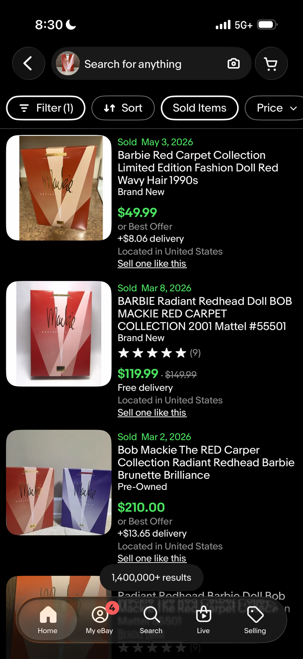 Bob Mackie Radiant Redhead Barbie Doll - Red Carpet Collection