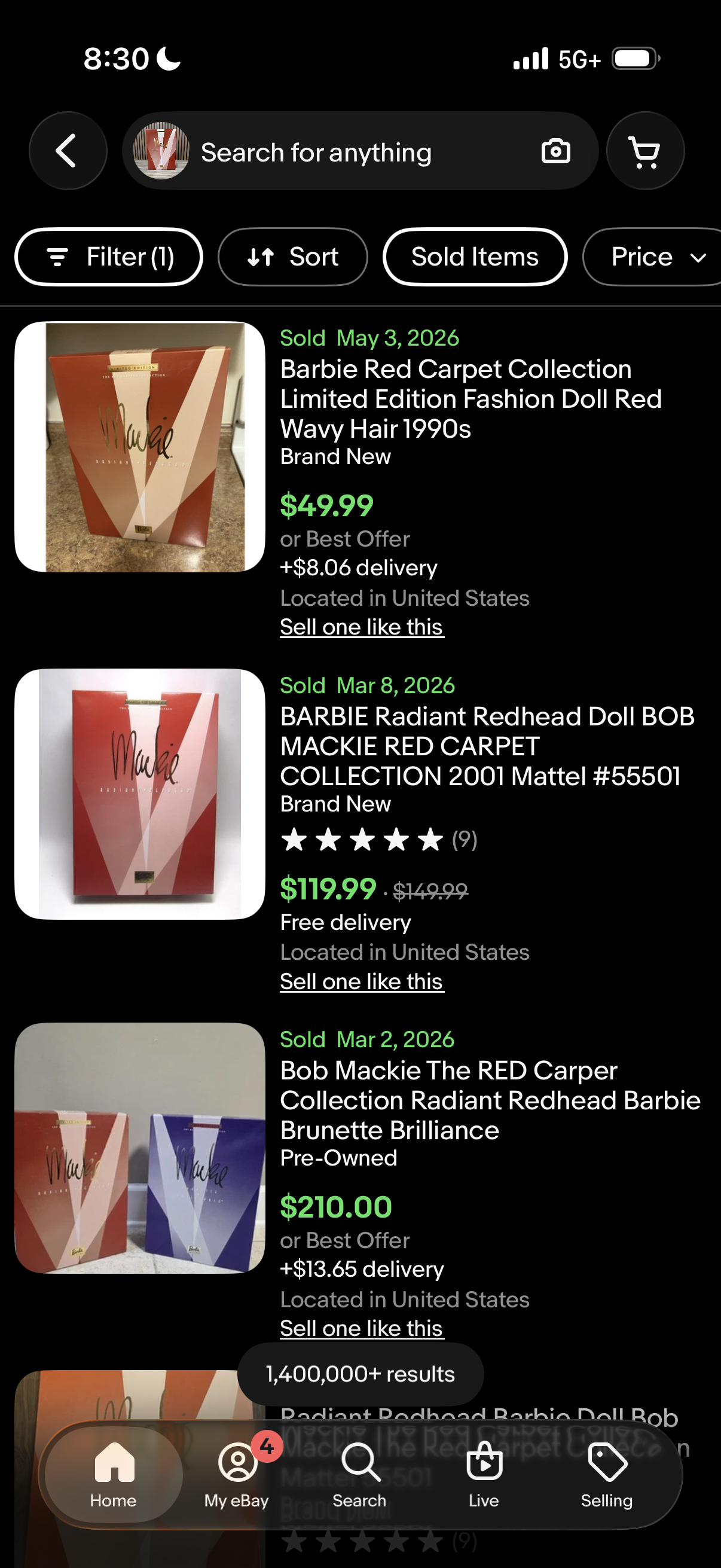 Bob Mackie Radiant Redhead Barbie Doll - Red Carpet Collection