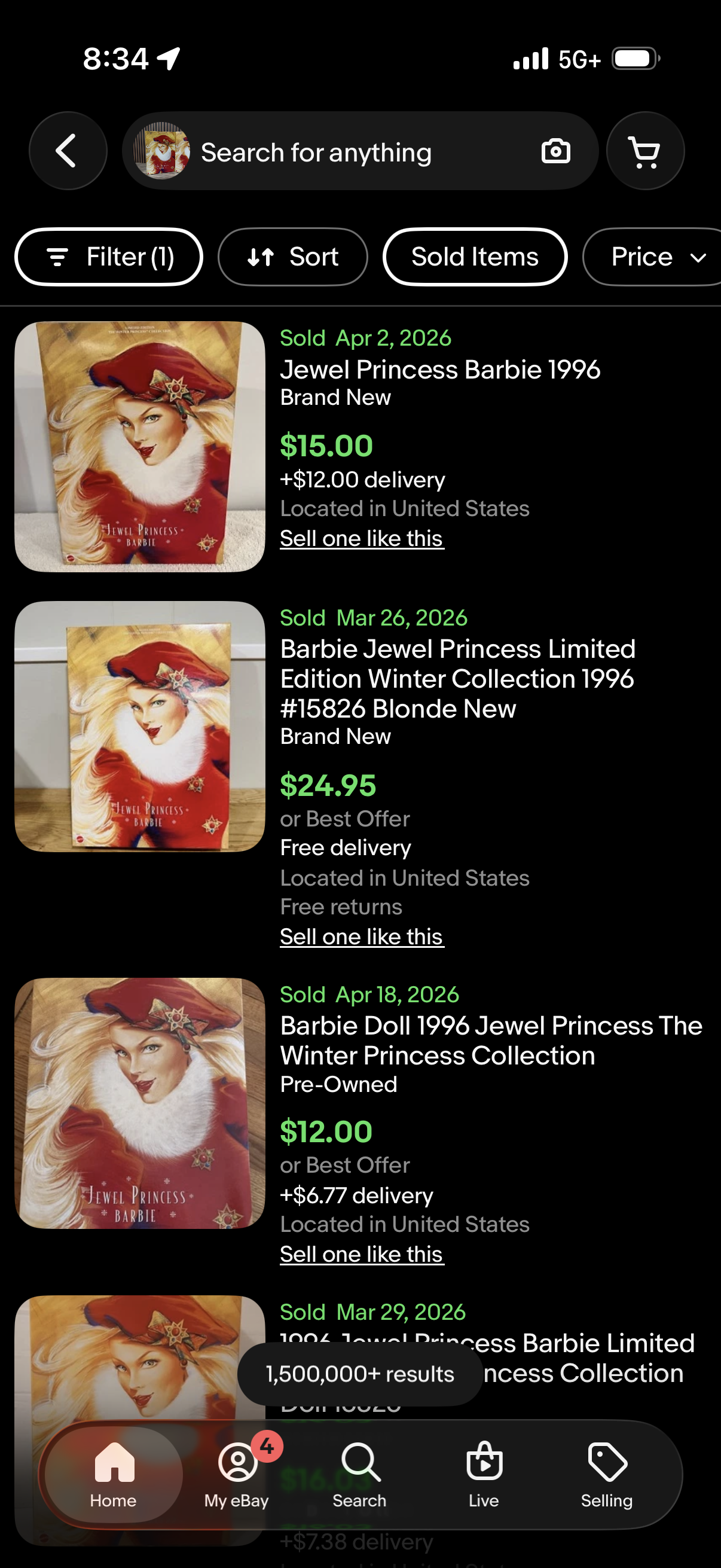 (2) Jewel Princess Barbie Limited Edition Doll Winter Princess Collection VTG 1996