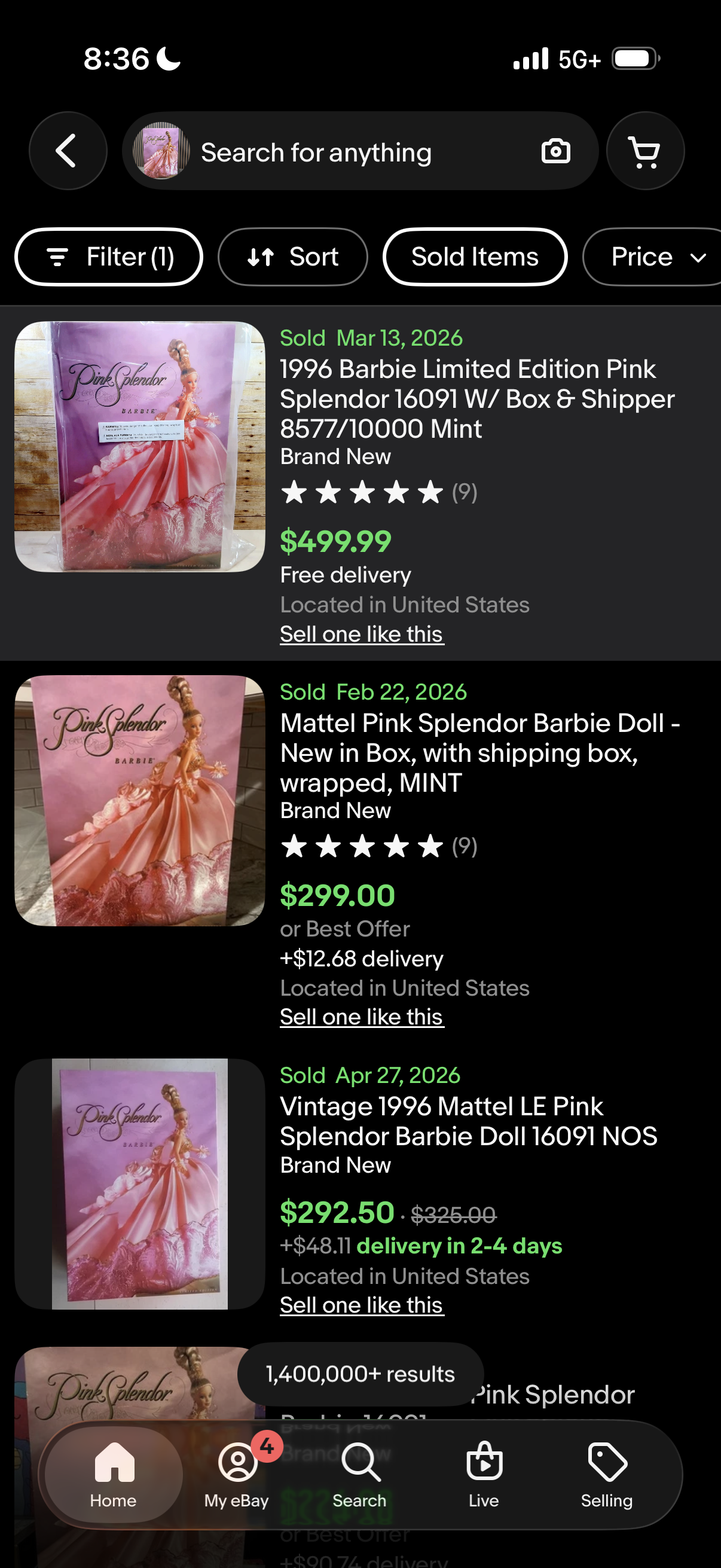 Barbie Limited Edition Pink Splendor 16091 1996
