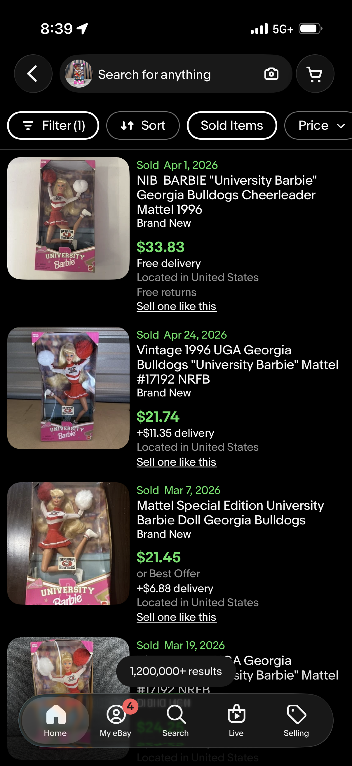 University Barbie Mattel Special Edition University of Georgia