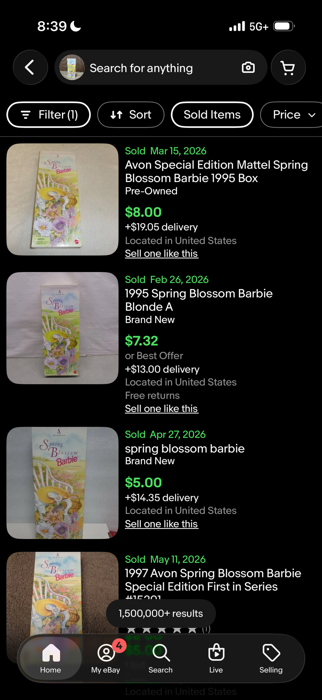 1995 Mattel AVON Special Edition Spring Blossom Barbie Doll 15201