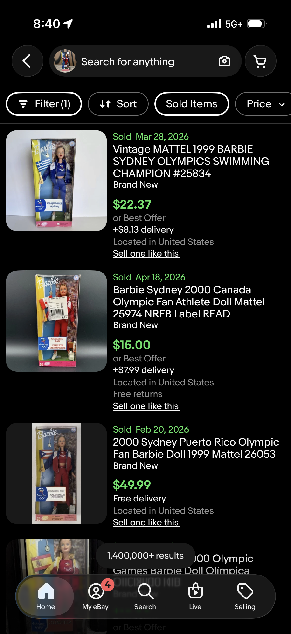 2000 Sydney Olympic Fan Barbie Doll 1999 Mattel 26053