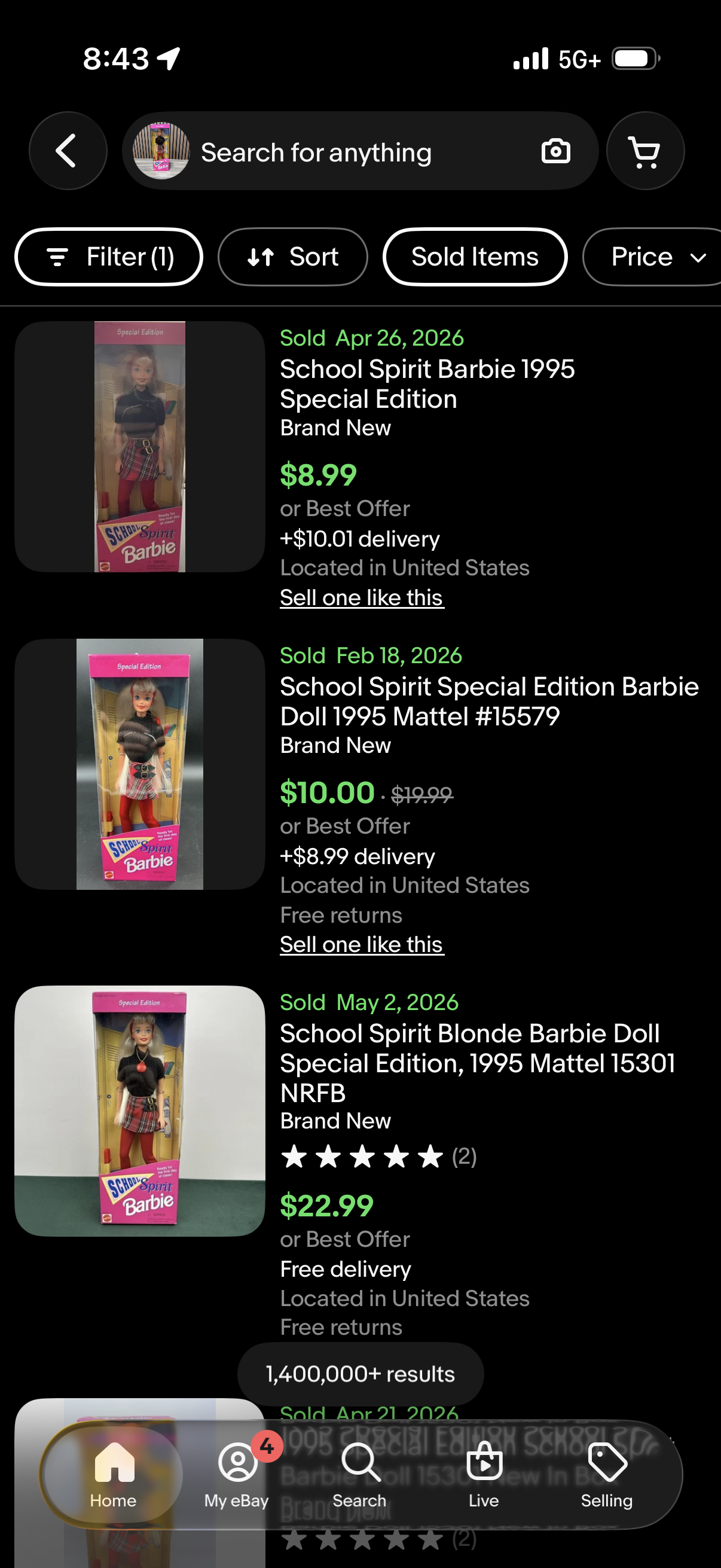 1995 School Spirit Special Edition Barbie Doll