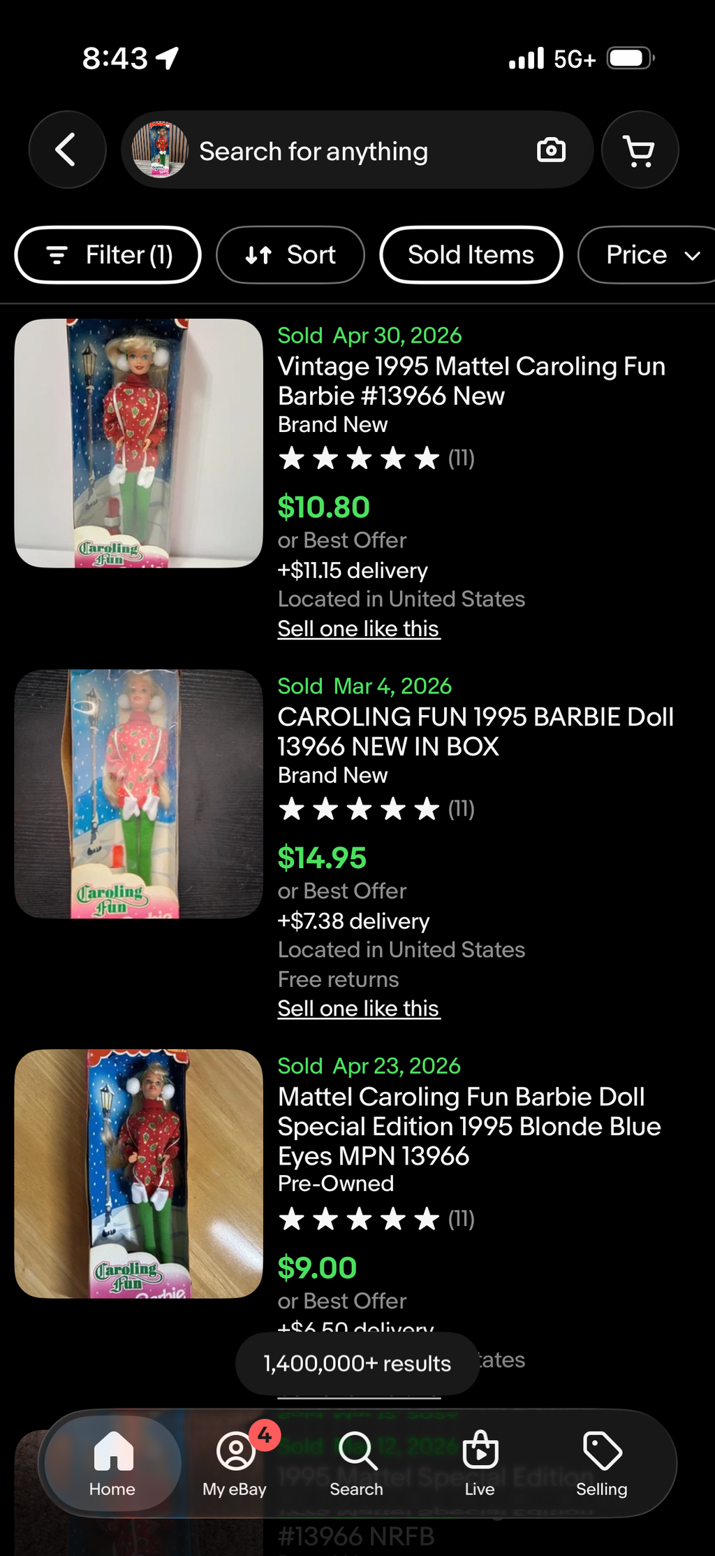 Caroling Fun Barbie Special Edition 1995 Mattel No. 13966