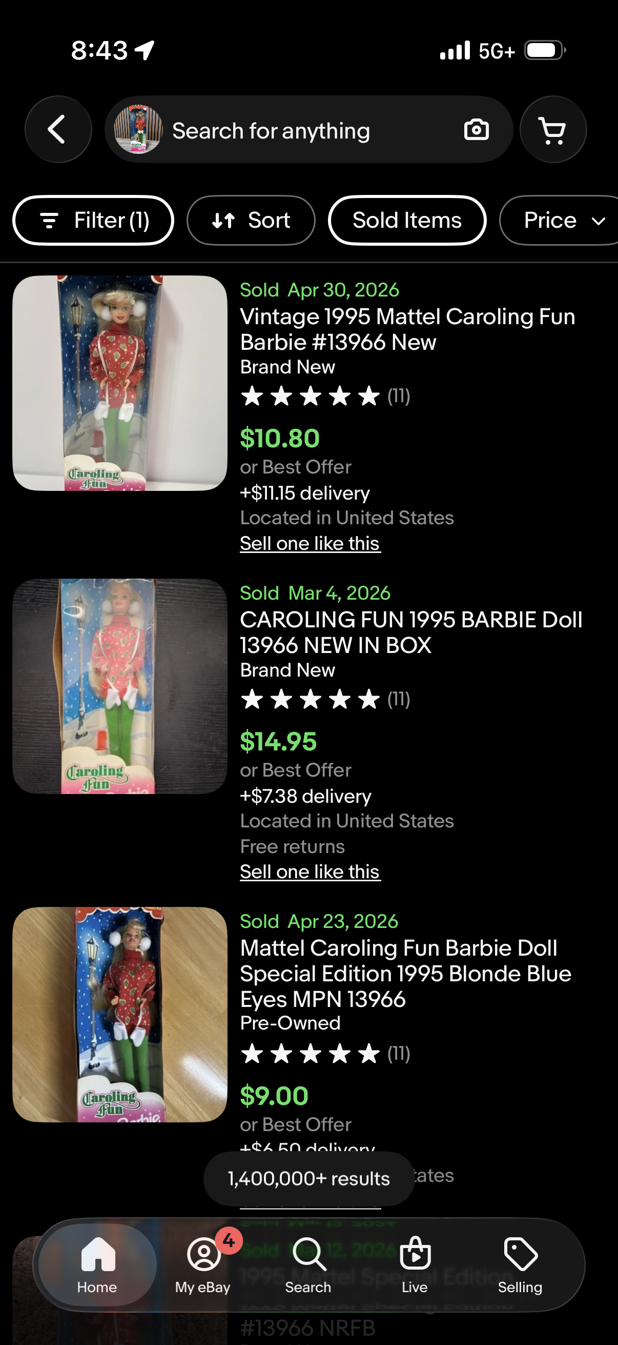 Caroling Fun Barbie Special Edition 1995 Mattel No. 13966