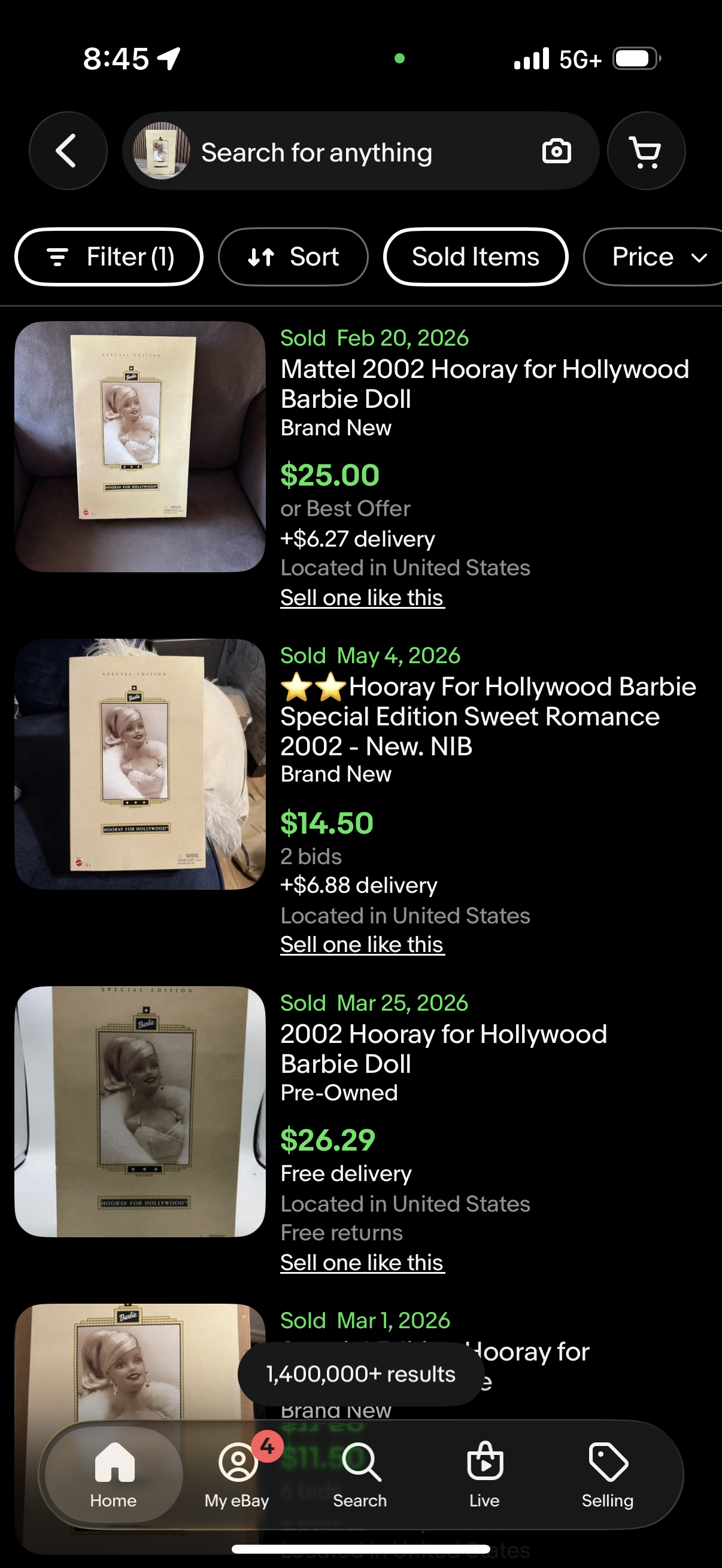 Hooray For Hollywood Barbie Special Edition Sweet Romance 2002