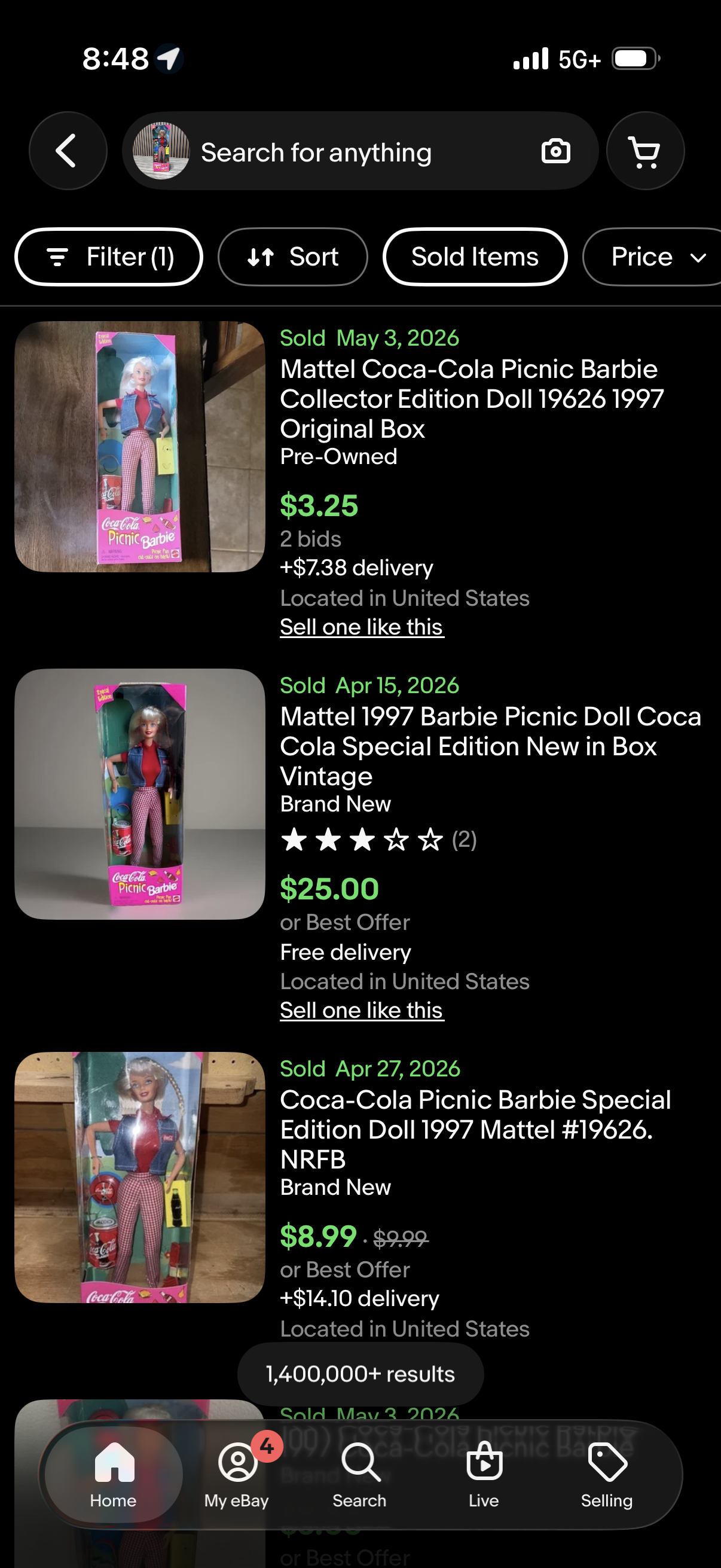 1997 Mattel Coca Cola PICNIC BARBIE Doll Vintage