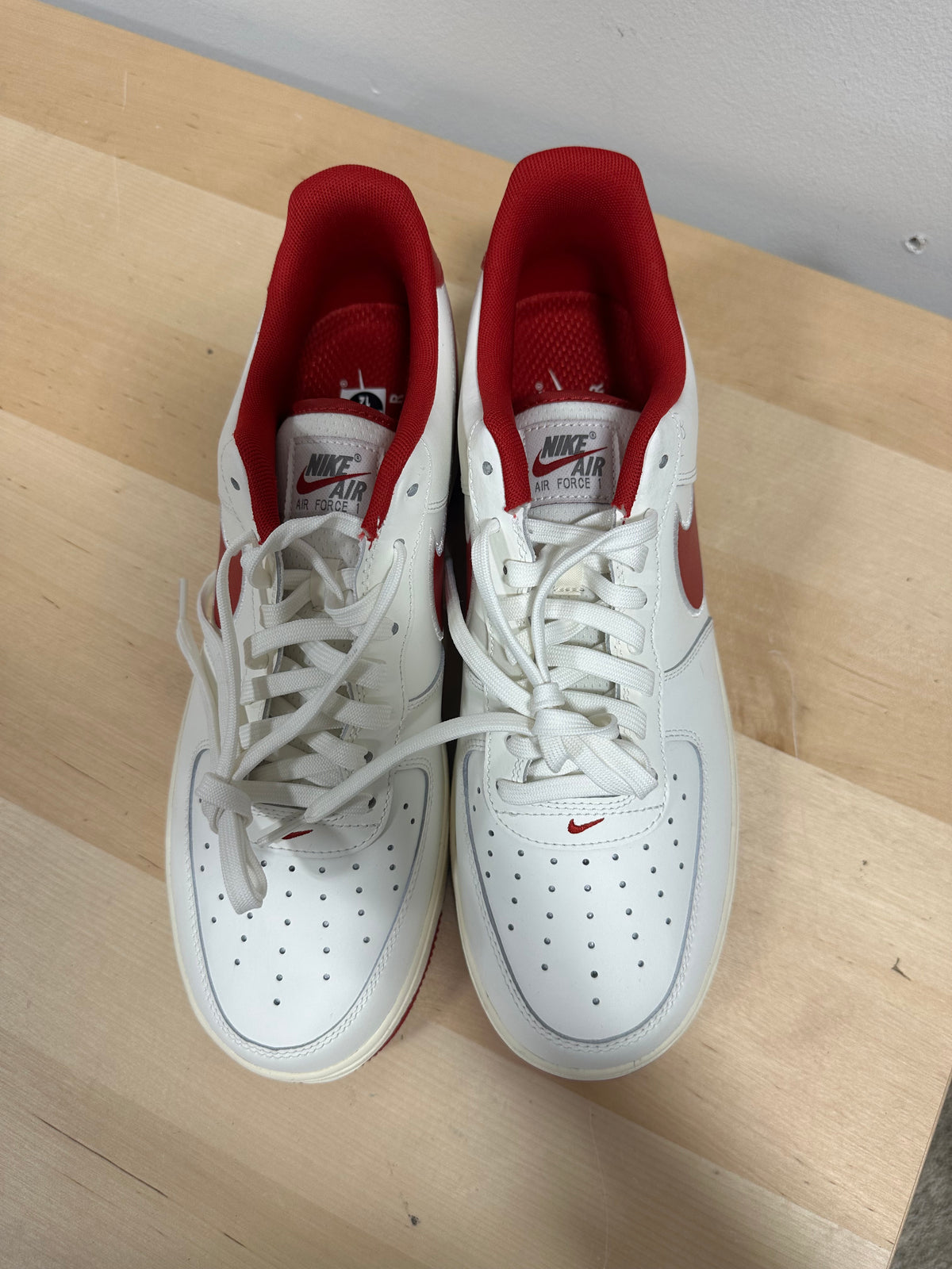 Nike Air Force 1 Low 07 Sail Gym Red Embroidered Swoosh FV0392-101 Men’s Size 12