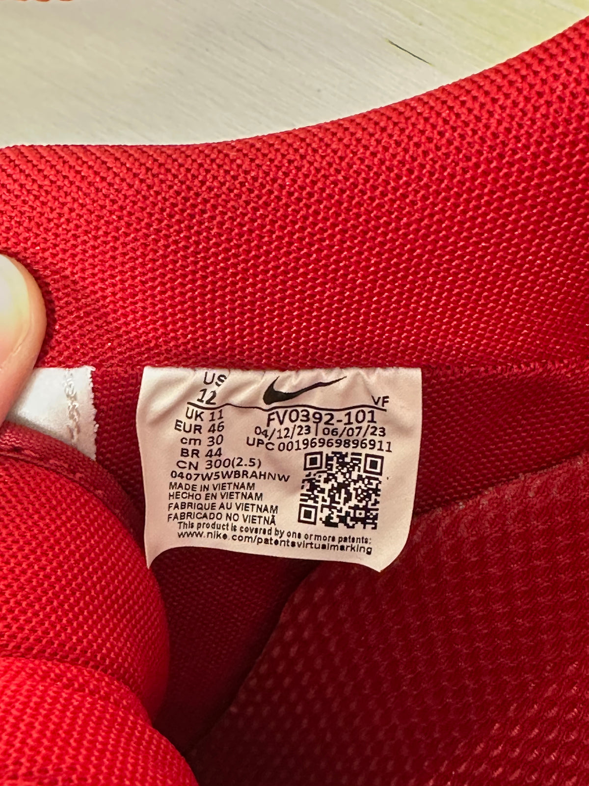 Nike Air Force 1 Low 07 Sail Gym Red Embroidered Swoosh FV0392-101 Men’s Size 12