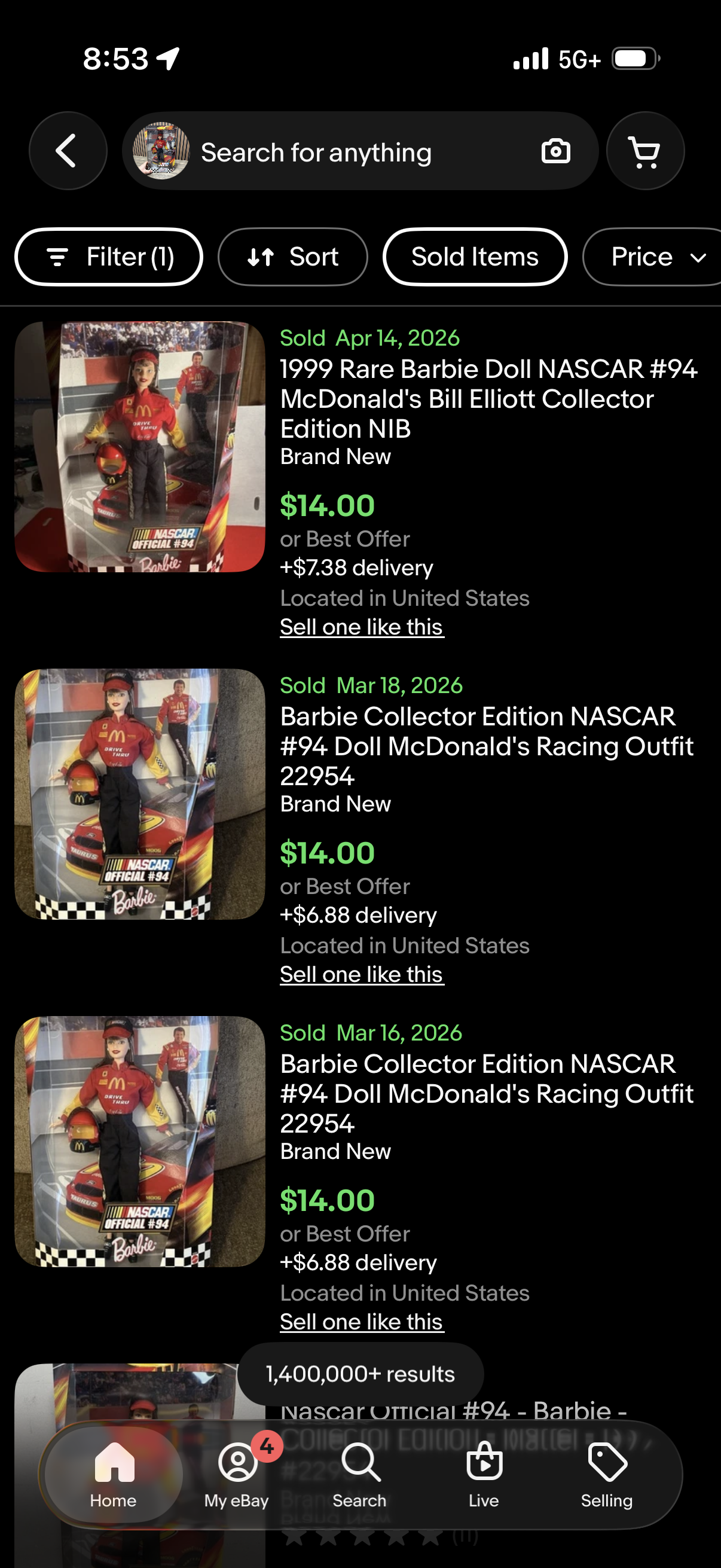 Barbie Doll NASCAR #94 Official 1999 Collector Edition