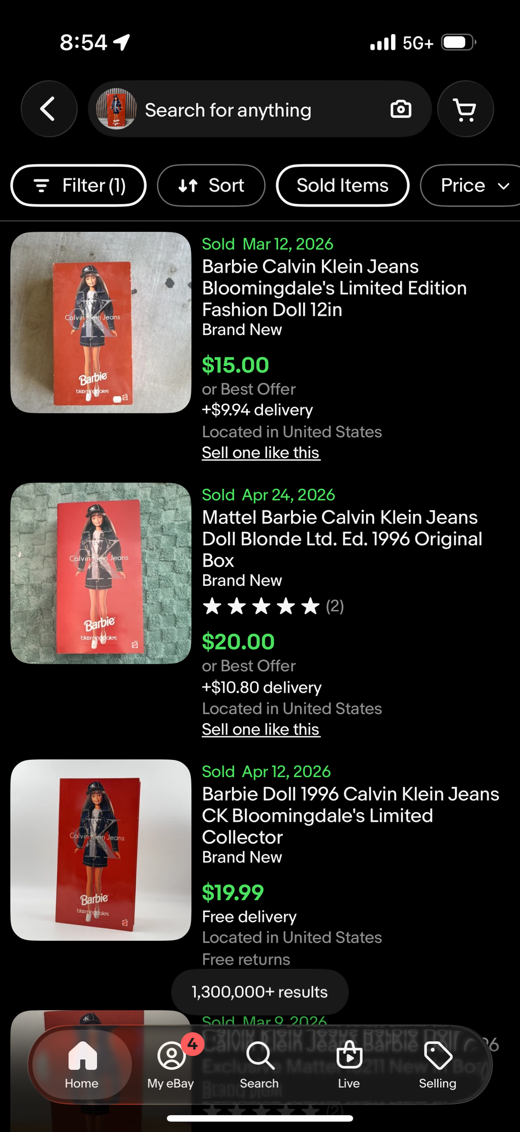 Vintage Calvin Klein Jeans 1996 Barbie Doll Mattel 16211, Bloomingdales Limited
