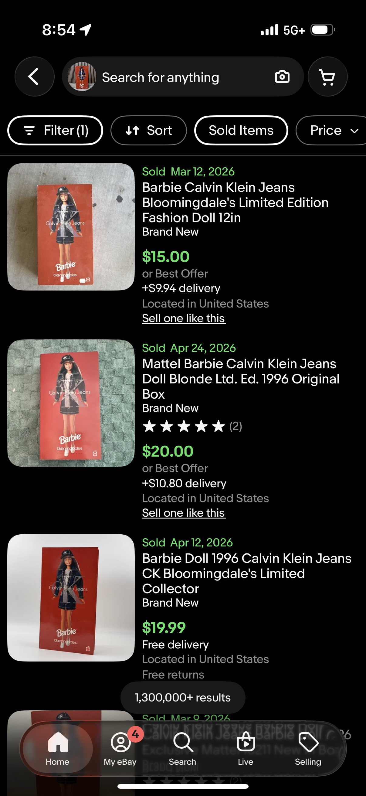 Vintage Calvin Klein Jeans 1996 Barbie Doll Mattel 16211, Bloomingdales Limited