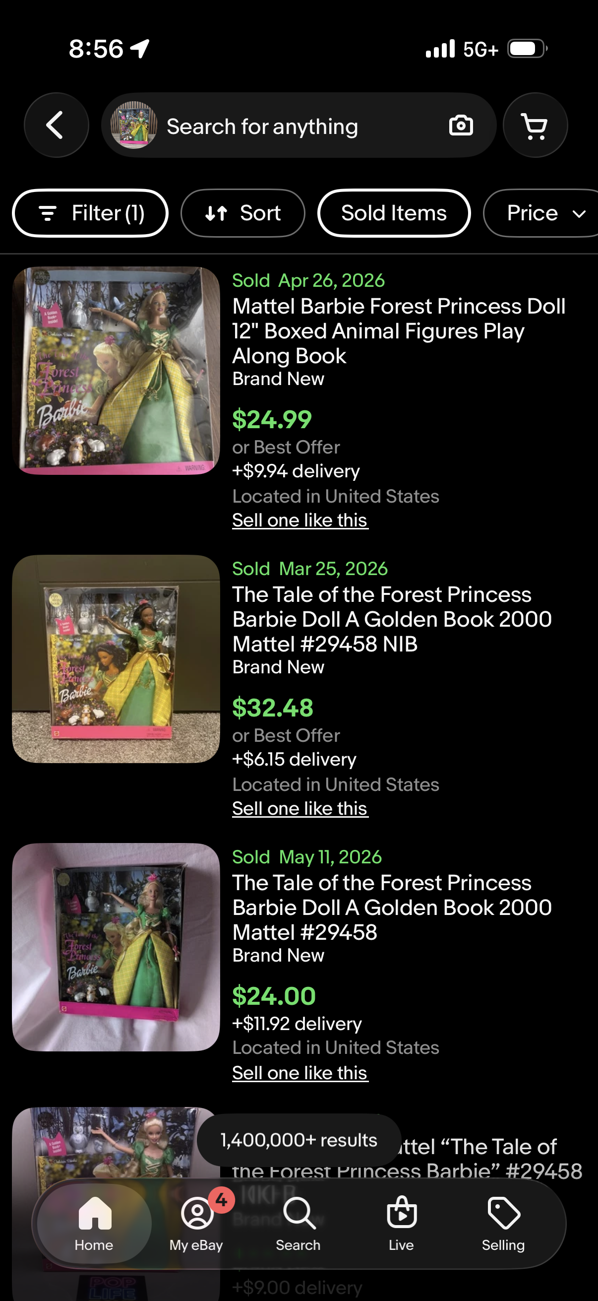 Barbie Tale of The Forest Princess Golden Books 2000 Mattel 29458