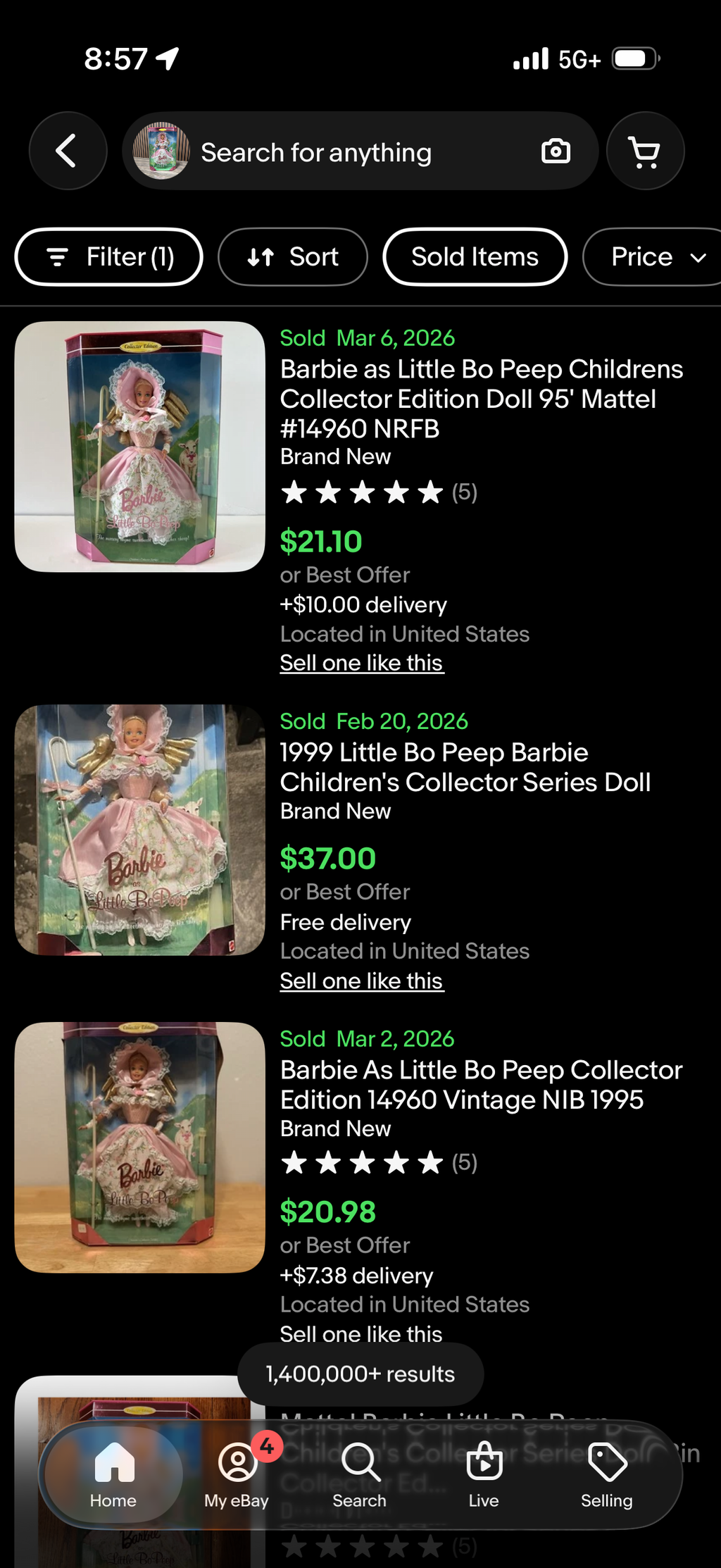 1995 Collector Edition - Barbie as Little Bo Peep (Mattel 14960) NIB