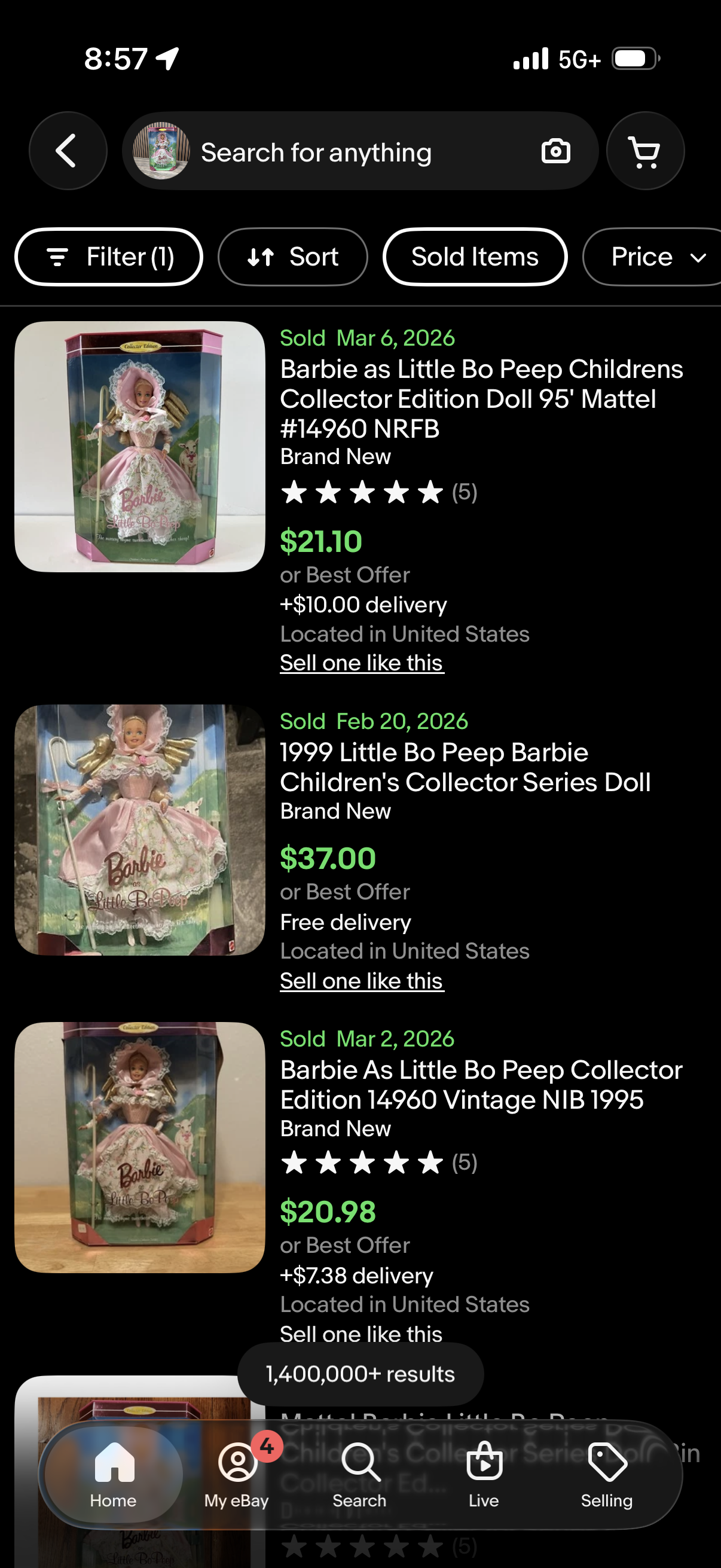 1995 Collector Edition - Barbie as Little Bo Peep (Mattel 14960) NIB