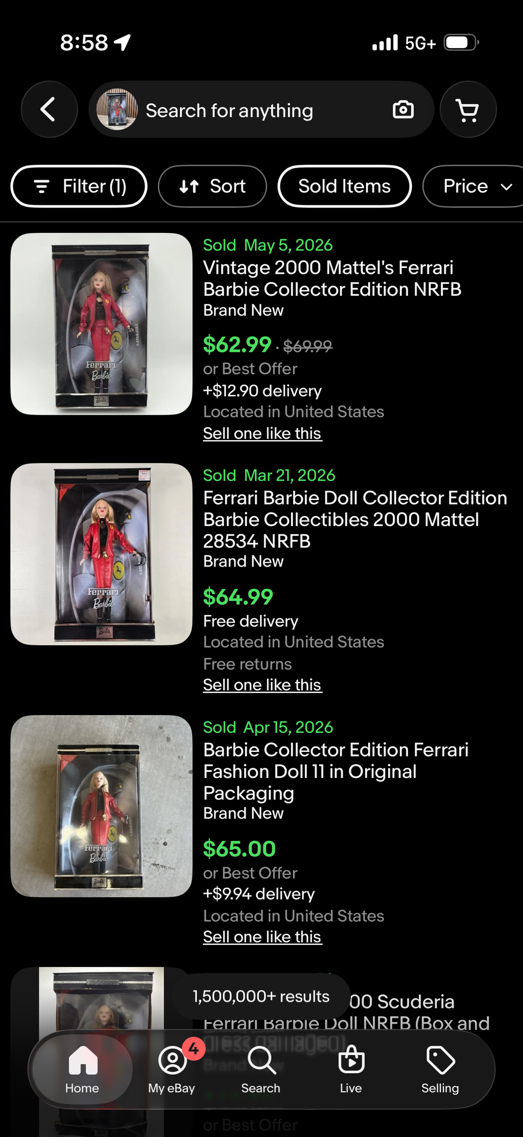 Ferrari Barbie Collector Edition Doll 2000 Mattel 28534