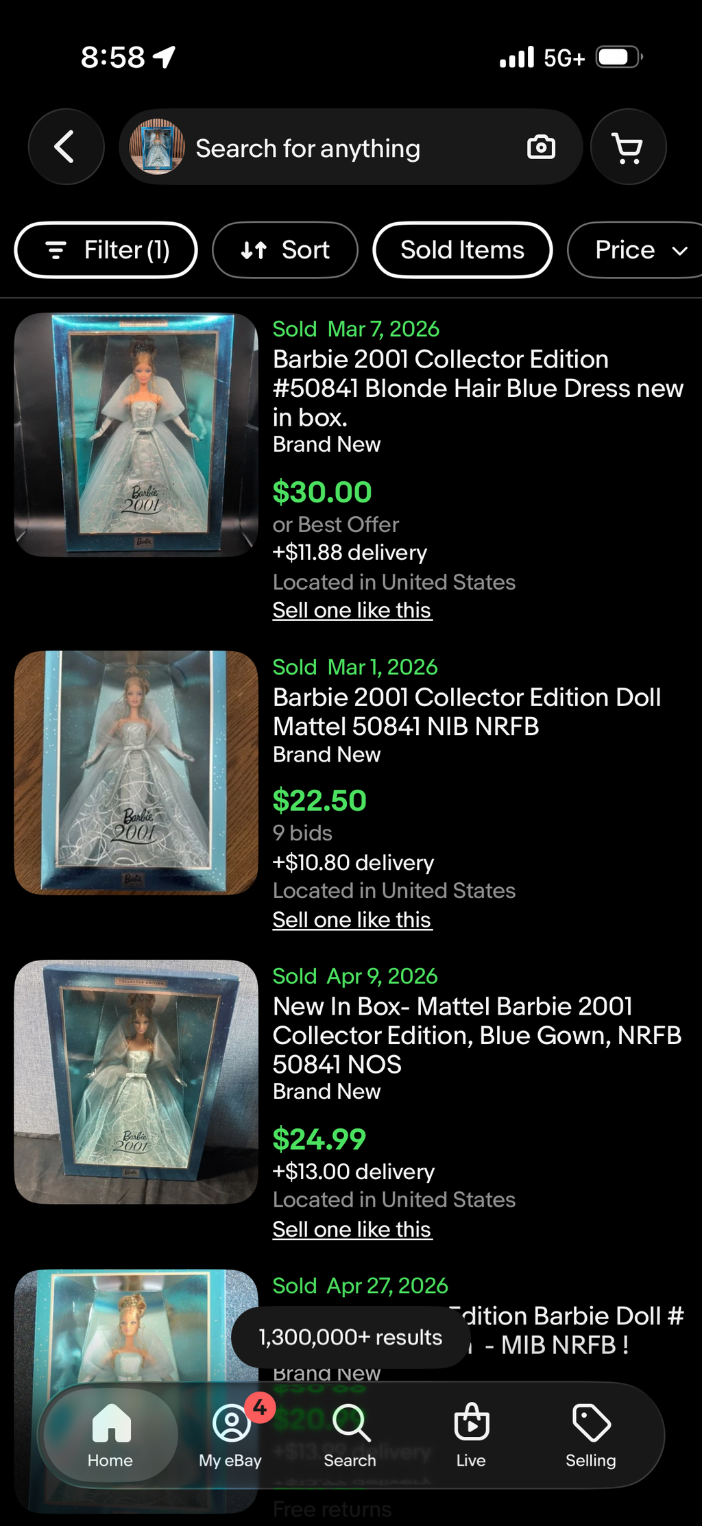 Barbie Collectibles 2001 Collector Edition Doll Mattel 50841