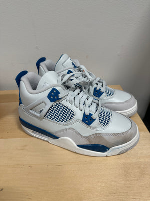 STAINS Nike Air Jordan 4 Retro GS Military Blue 2024 White Grey HF4281-141 Size 6.5Y