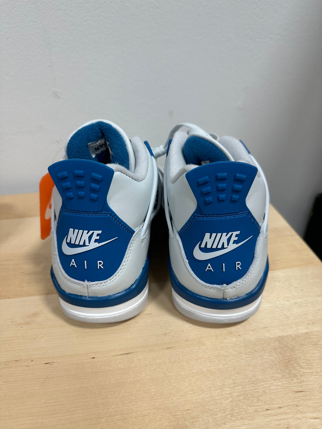STAINS Nike Air Jordan 4 Retro GS Military Blue 2024 White Grey HF4281-141 Size 6.5Y