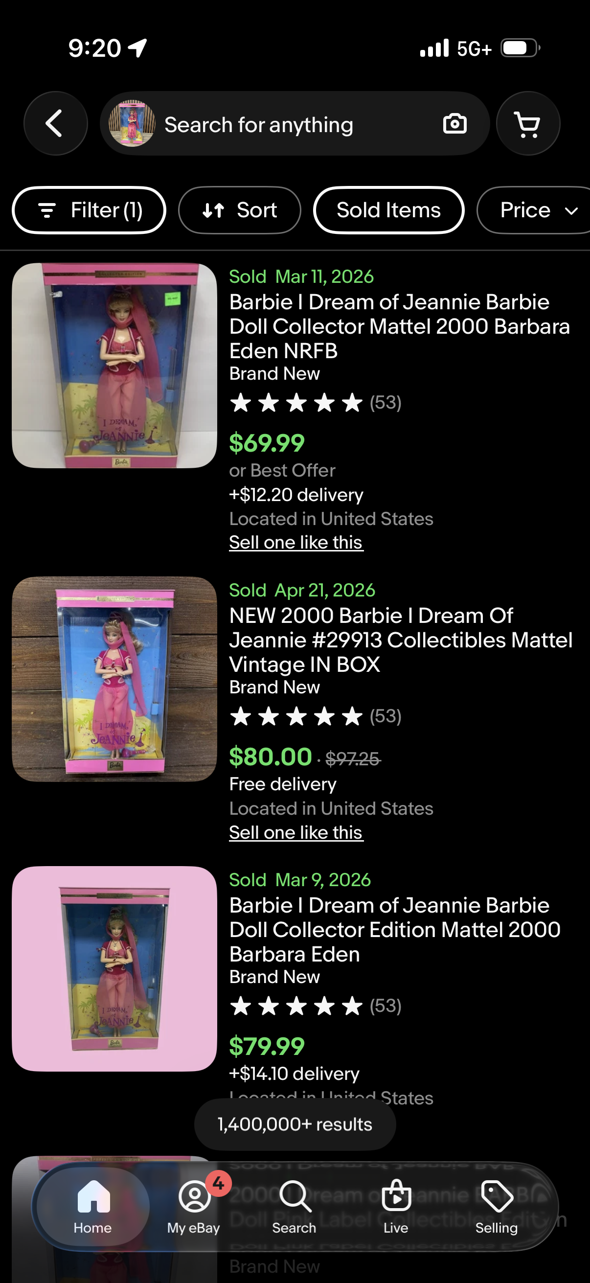 Barbie as Jeannie I Dream of Jeannie Collector Edition Doll 2000 Mattel 29913