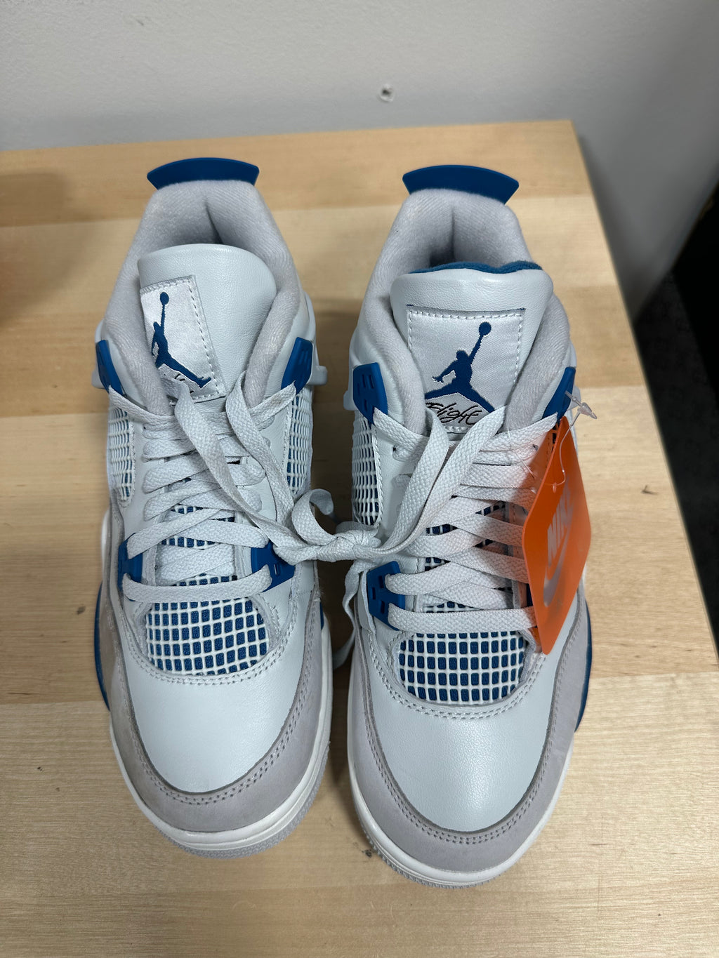 STAINS Nike Air Jordan 4 Retro GS Military Blue 2024 White Grey HF4281-141 Size 6.5Y