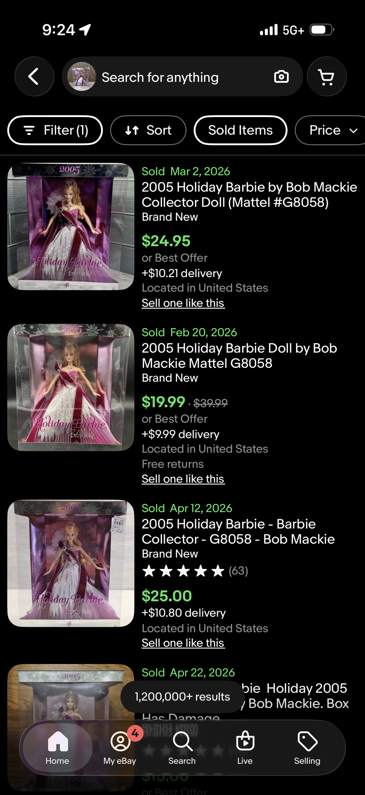 2005 Holiday Barbie Doll by Bob Mackie Mattel G8058