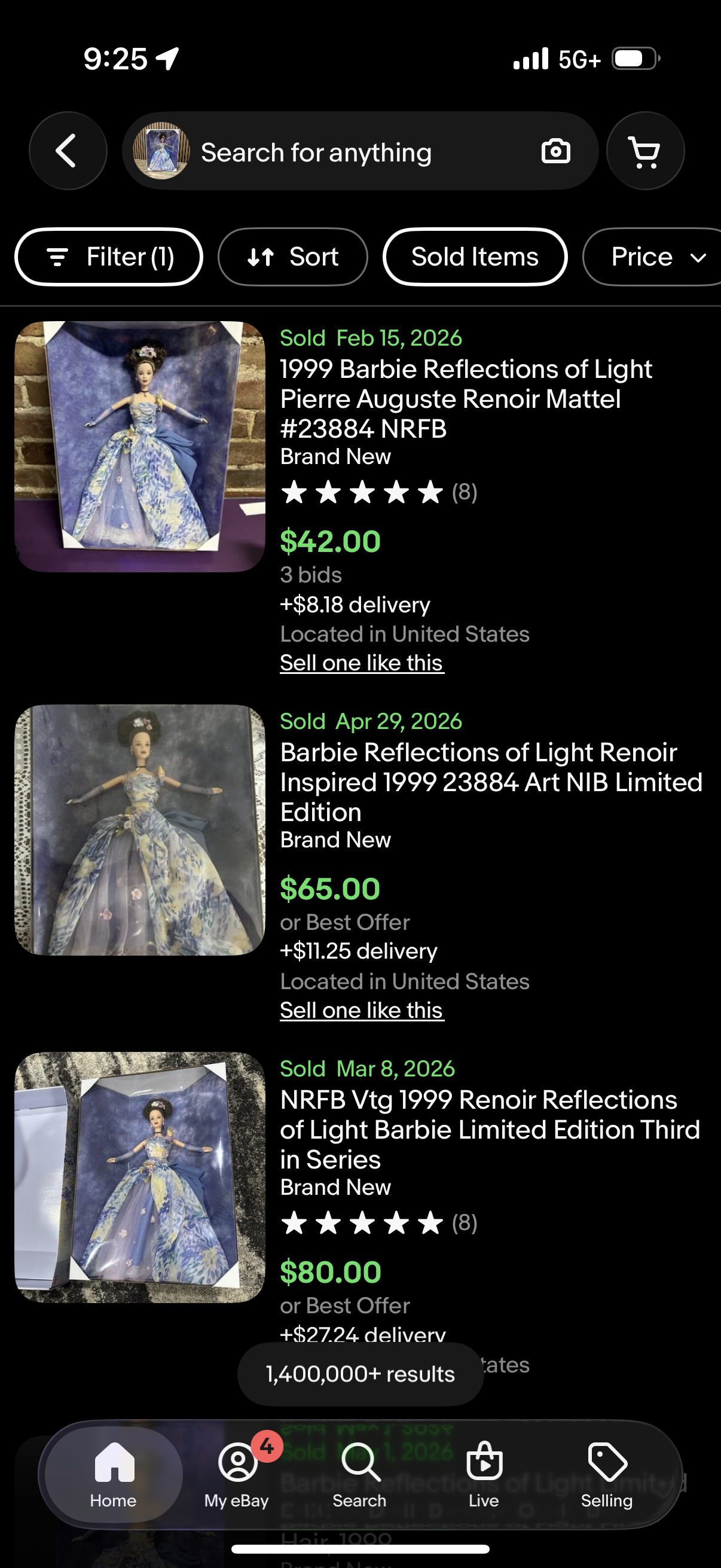 Barbie Reflections of Light Renoir Inspired Doll Third in a Series 1999 Mattel