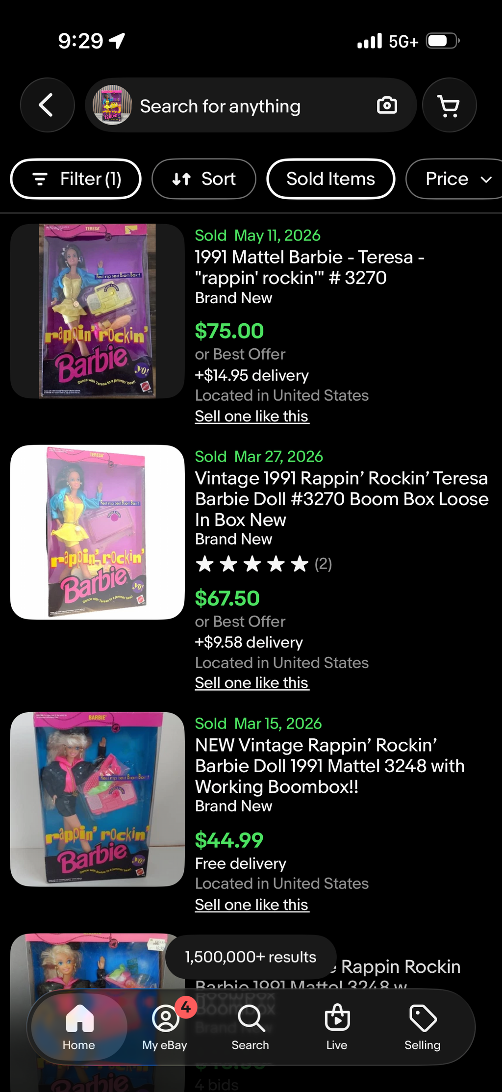 Rappin' Rockin' Teresa Barbie Doll with Boom Box 1991 Mattel 3270