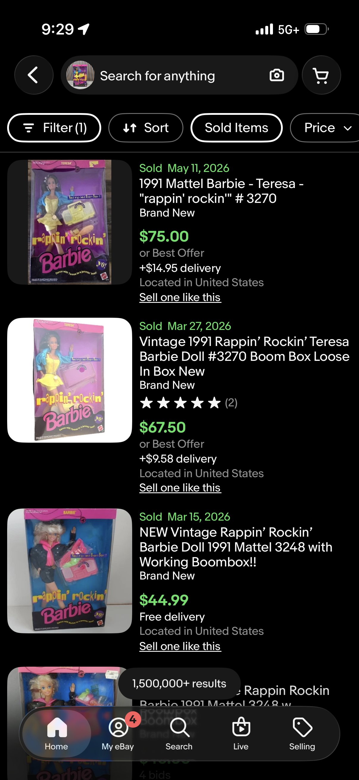 Rappin' Rockin' Teresa Barbie Doll with Boom Box 1991 Mattel 3270