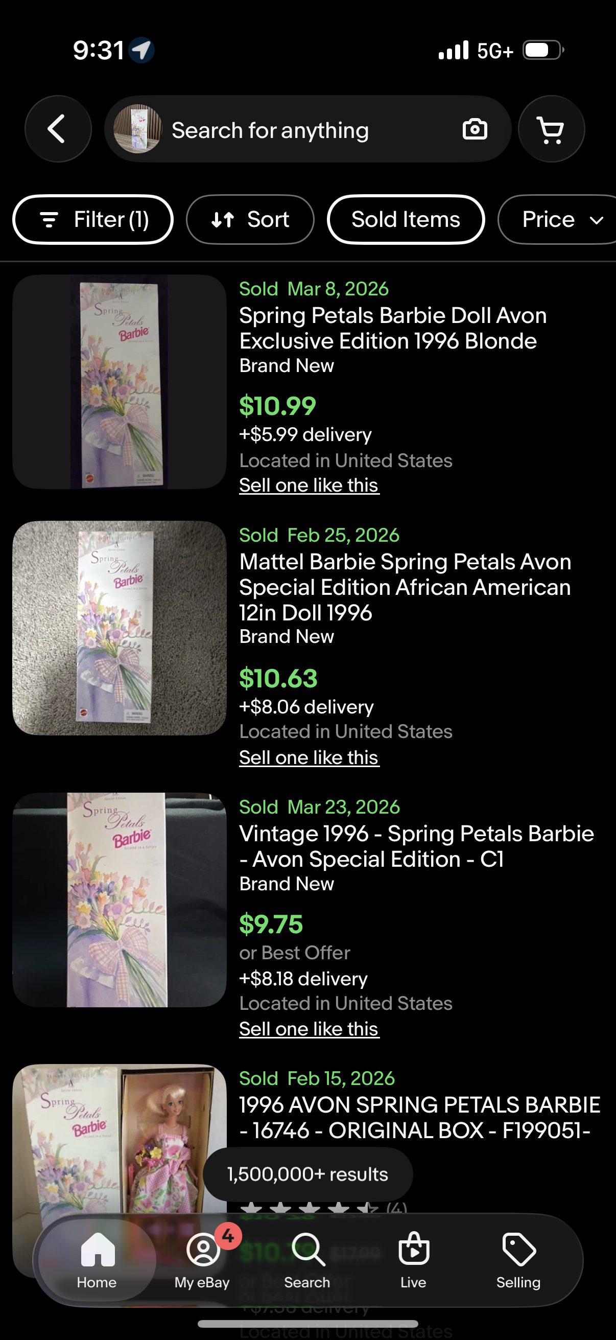 Spring Petals Barbie Doll Blonde Second in Series Avon Exclusive Special Edition