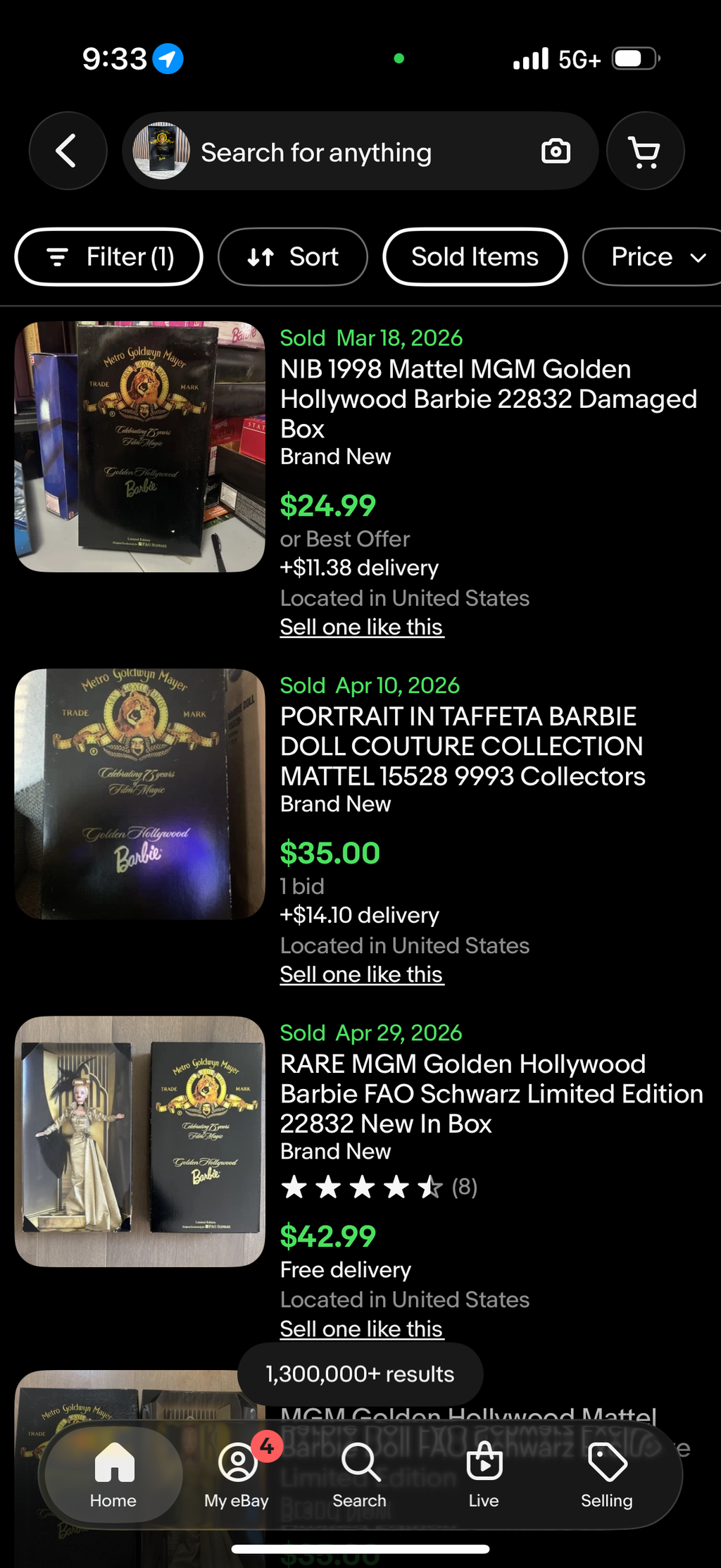 Barbie MGM Golden Hollywood Limited Edition African American Doll #23877