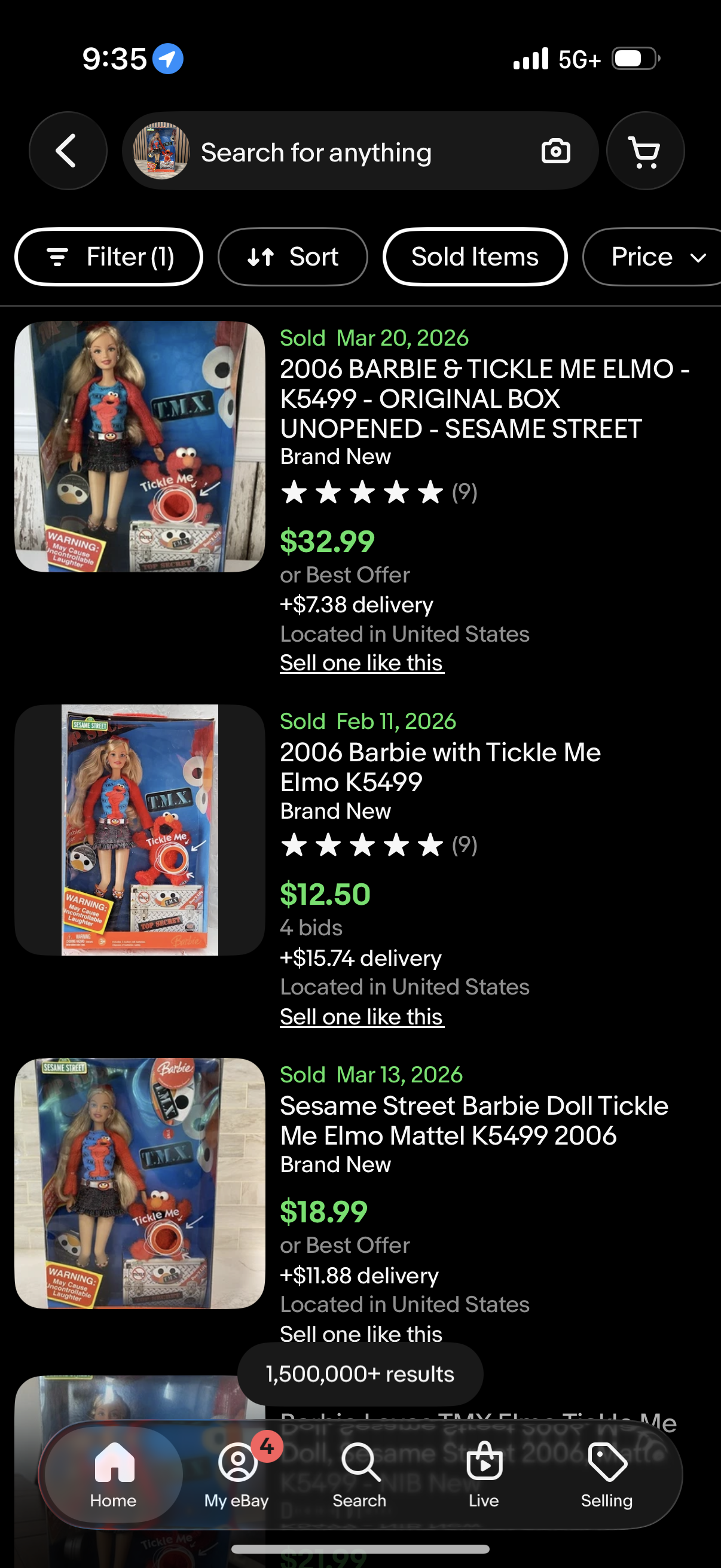 Barbie Loves Elmo Doll TMX Sesame Street 2006 Mattel K5499 NEW
