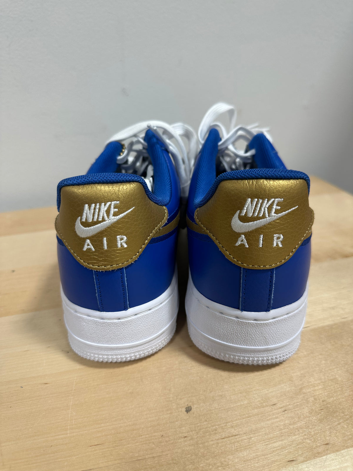 Nike Air Force 1 Low By You Custom Blue White Gold Men's Size 9.5