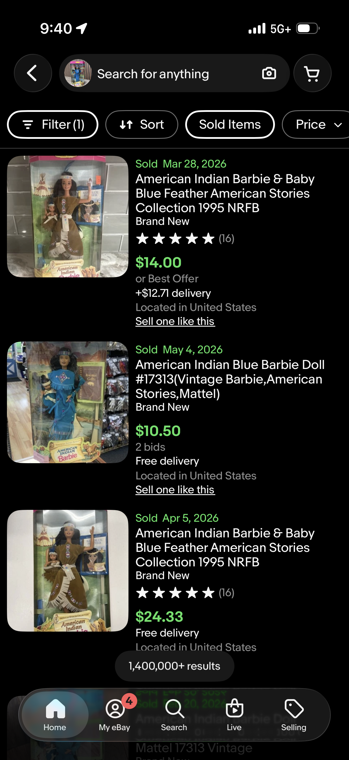 American Indian Barbie Doll American Stories Series 1996 Mattel 17313