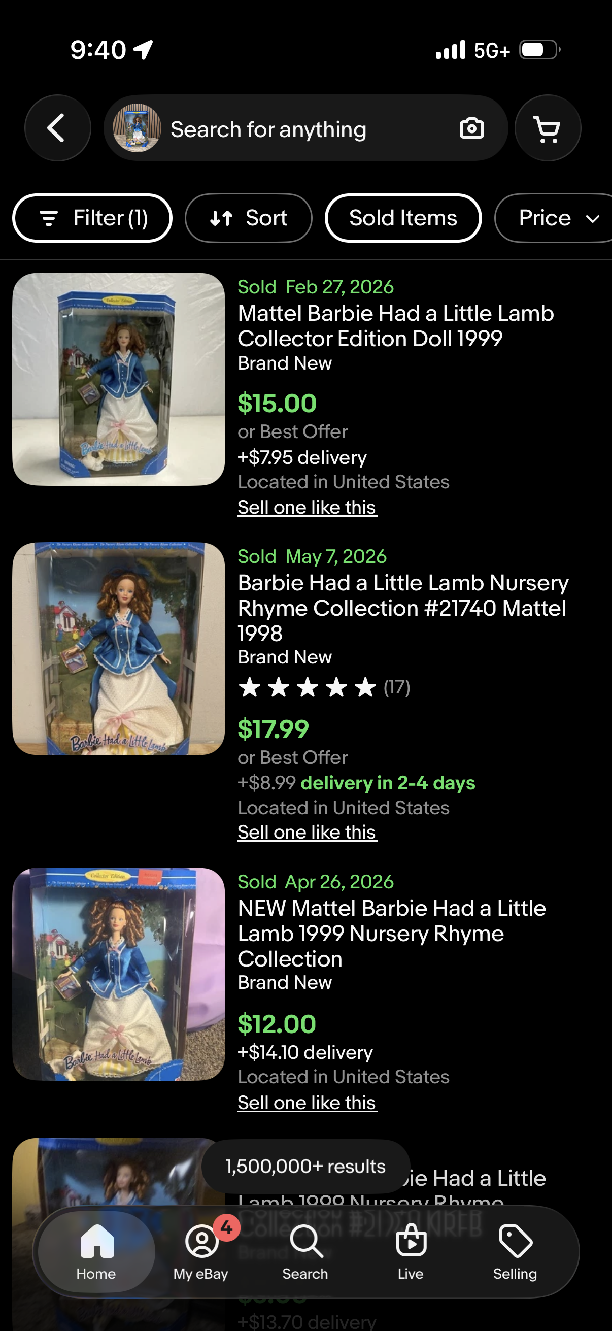 Barbie Had a Little Lamb Doll The Nursery Rhyme Collection 1998 Mattel 21740
