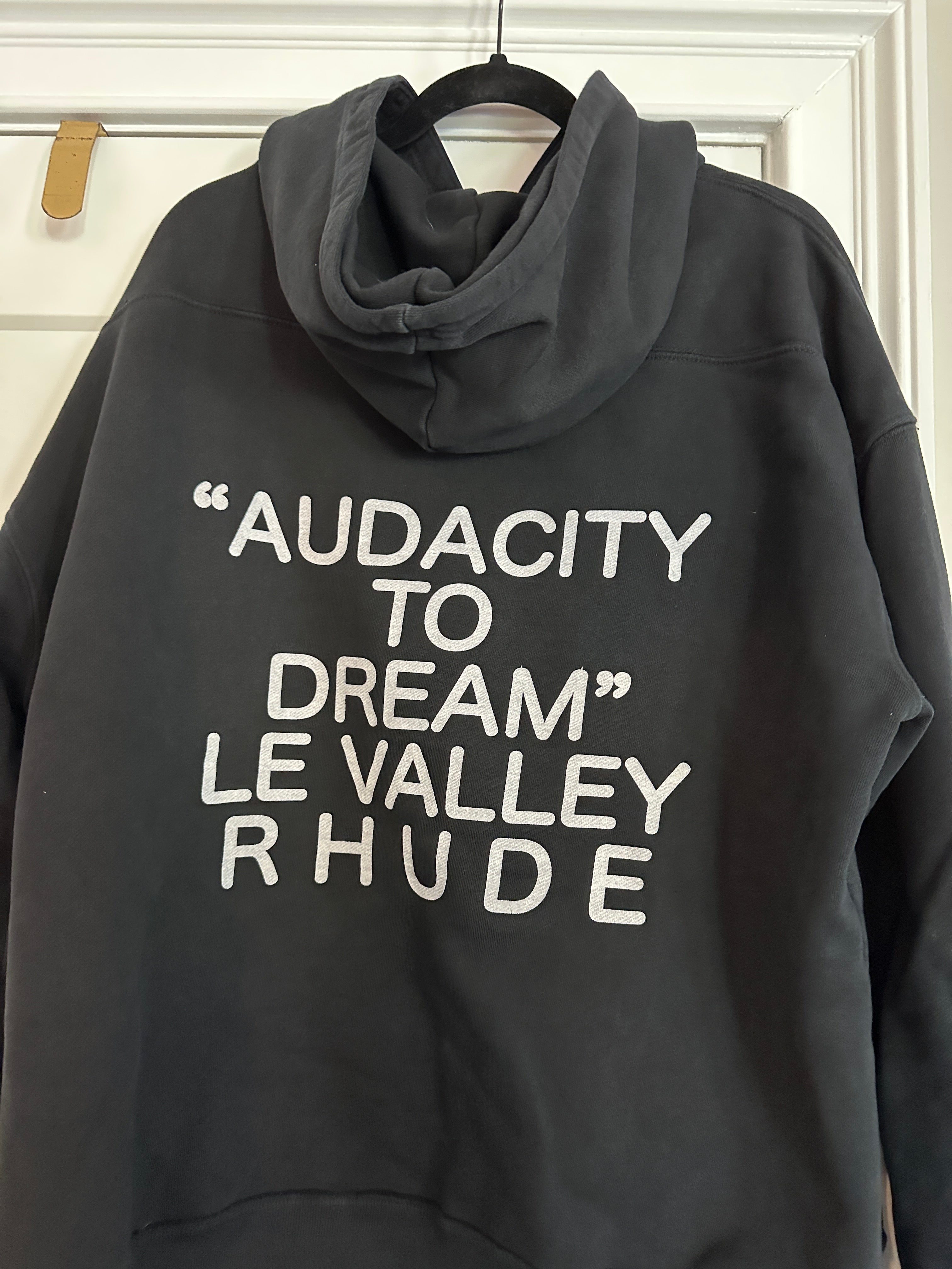 Men's Rhude Medium Black Sweatshirt Hoodie "Audacity to Dream" Sz M