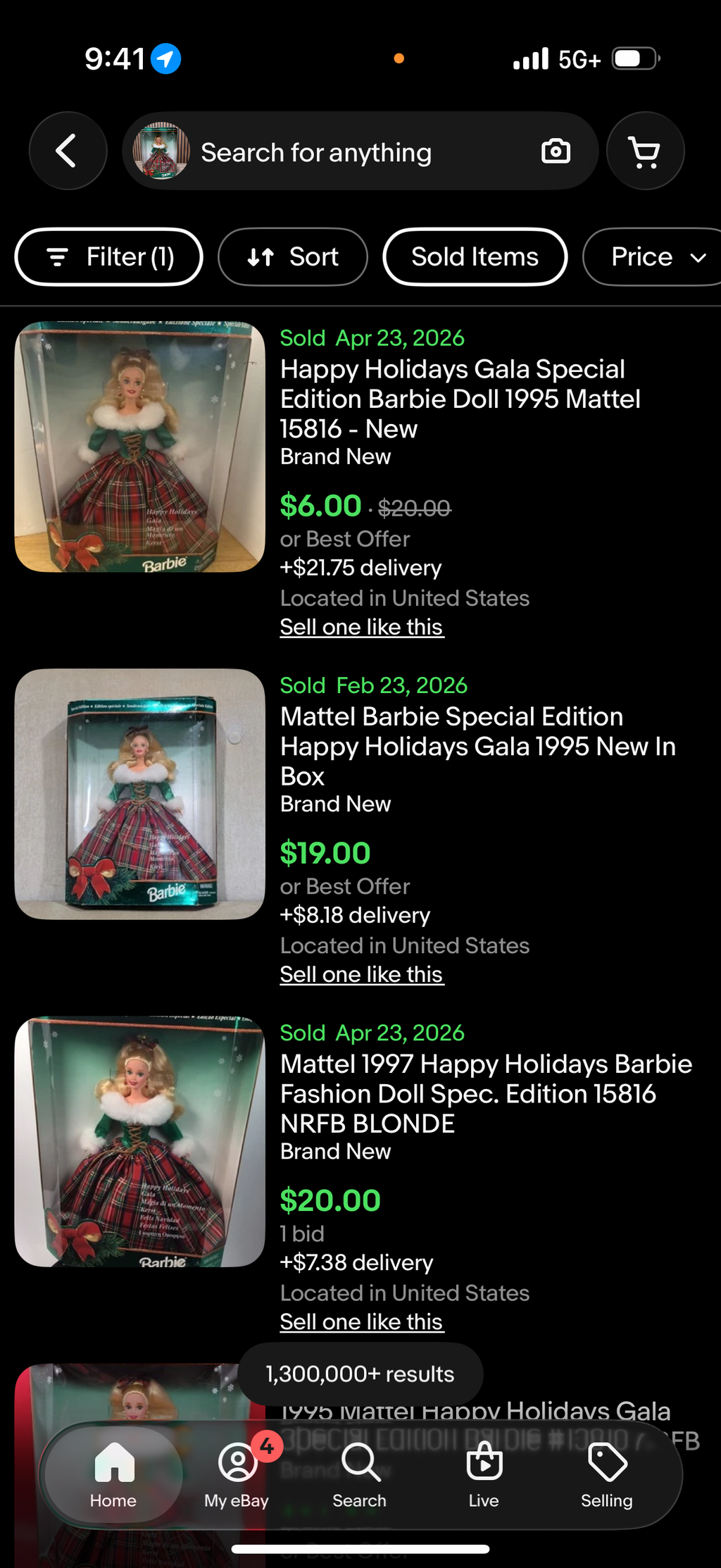 Barbie Happy Holidays Gala Special Edition 15816 Mattel 1995