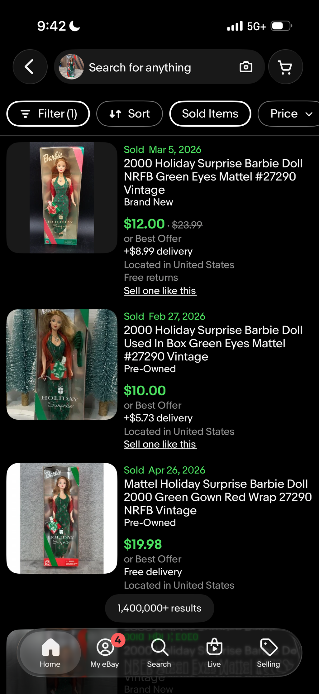 Holiday Surprise Barbie Doll 2000 Mattel 27290