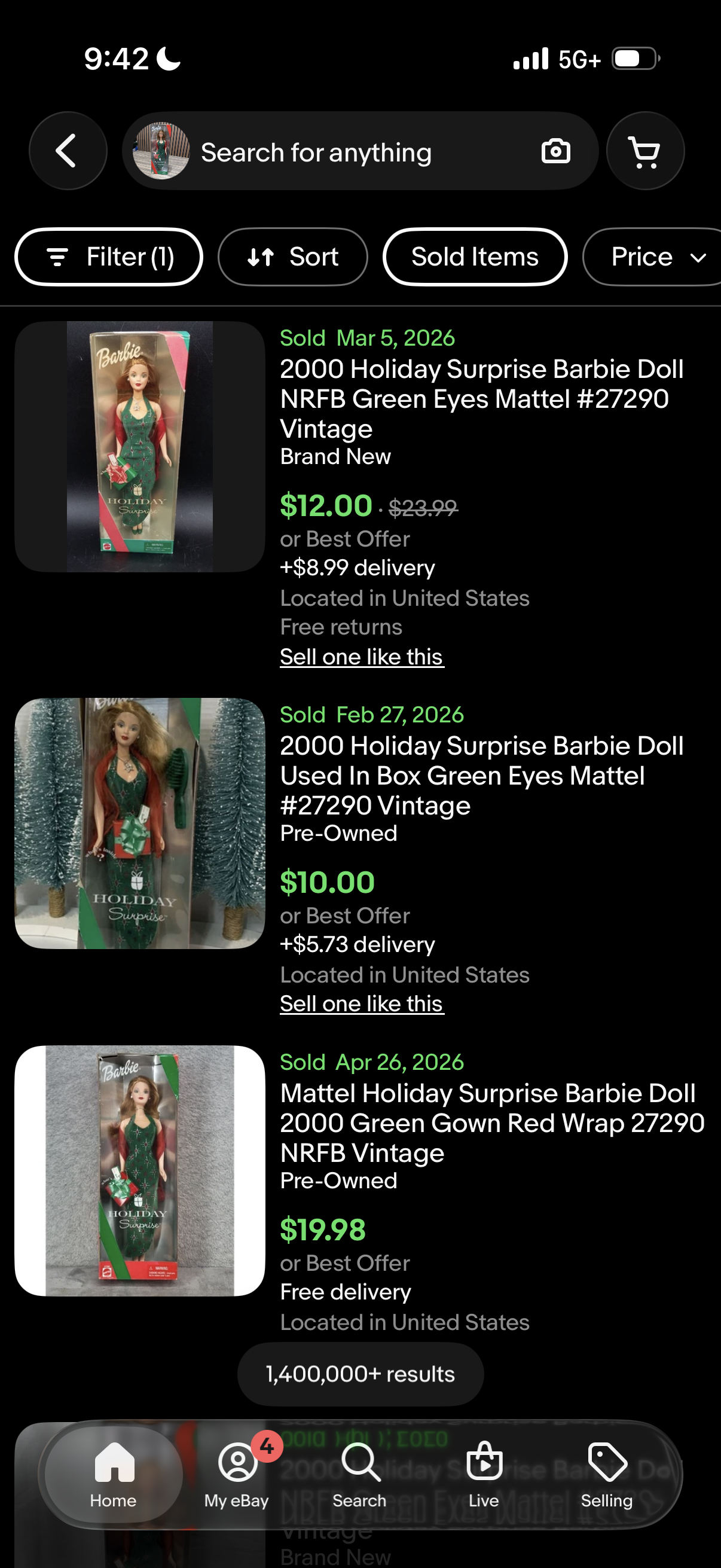 Holiday Surprise Barbie Doll 2000 Mattel 27290