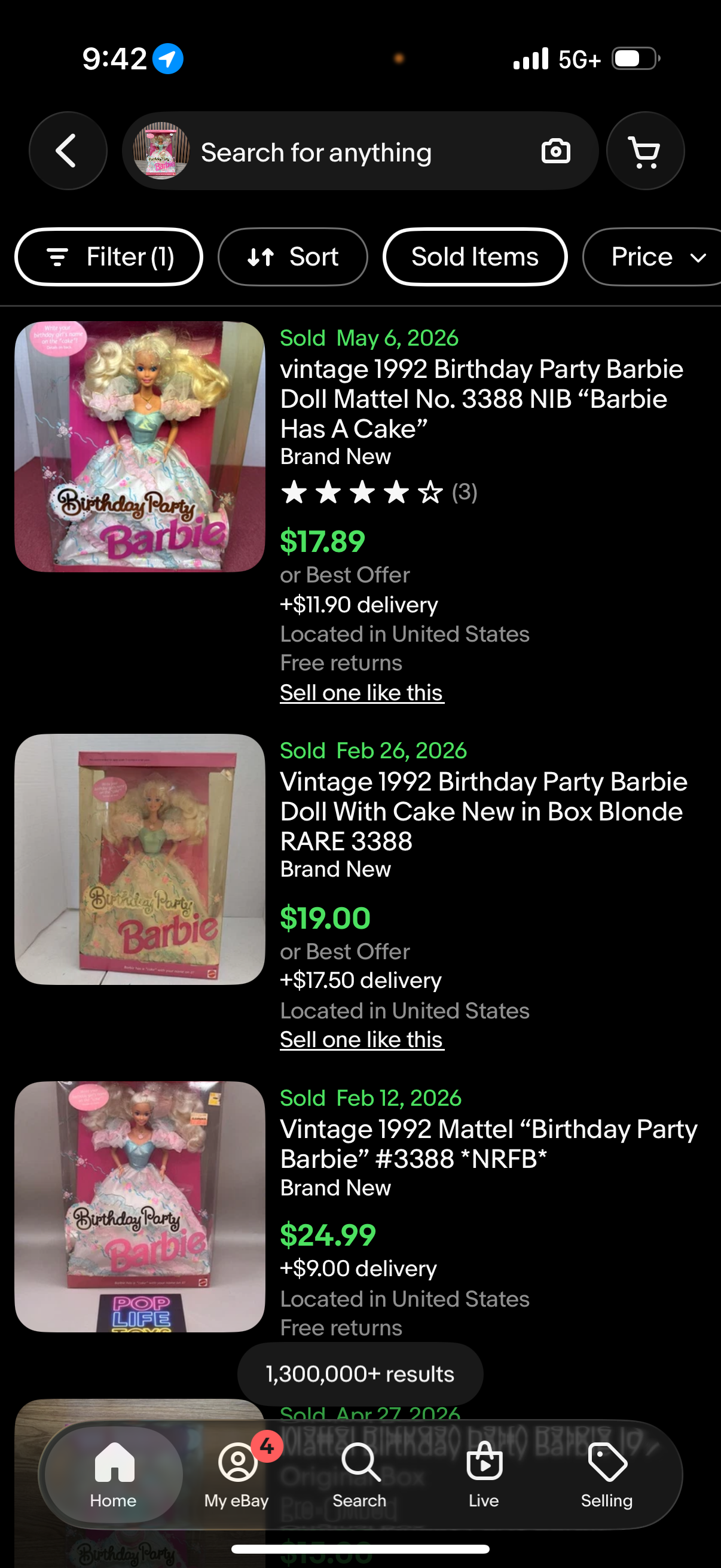 Birthday Party Barbie Doll 1992 Mattel No. 3388