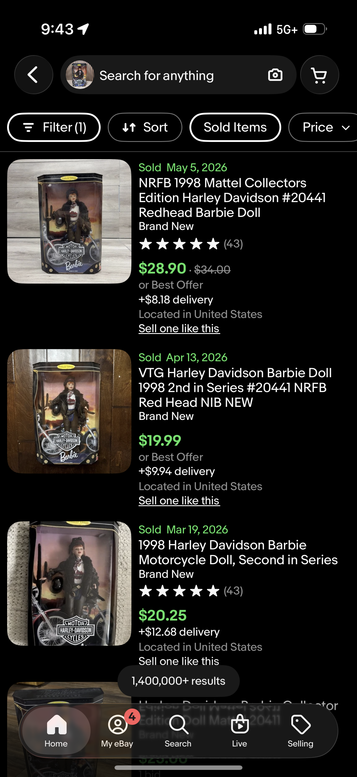 Harley Davidson Redhead Barbie Doll 1998 Mattel 20441